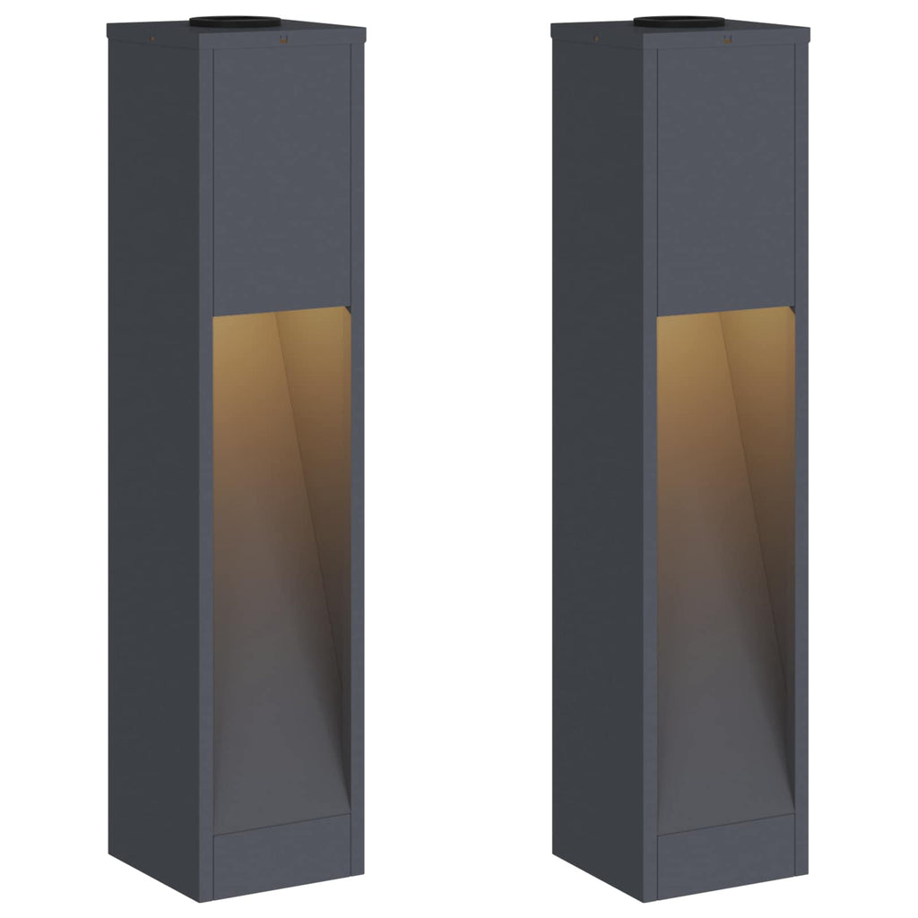 Vidaxl zonne led padverlichting 2 pcs antraciet koudgewalst staal