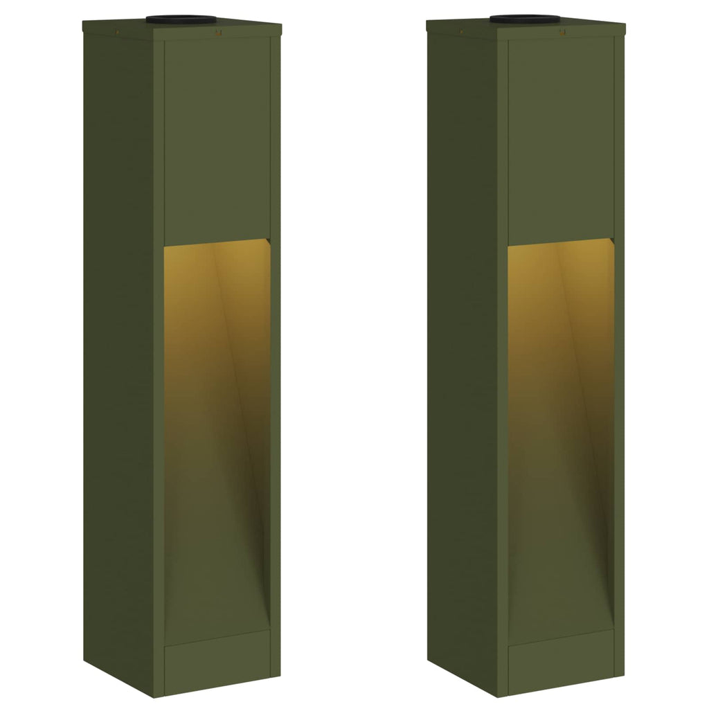 Vidaxl zonne led padverlichting 2 pcs olijf groen koudgewalst staal