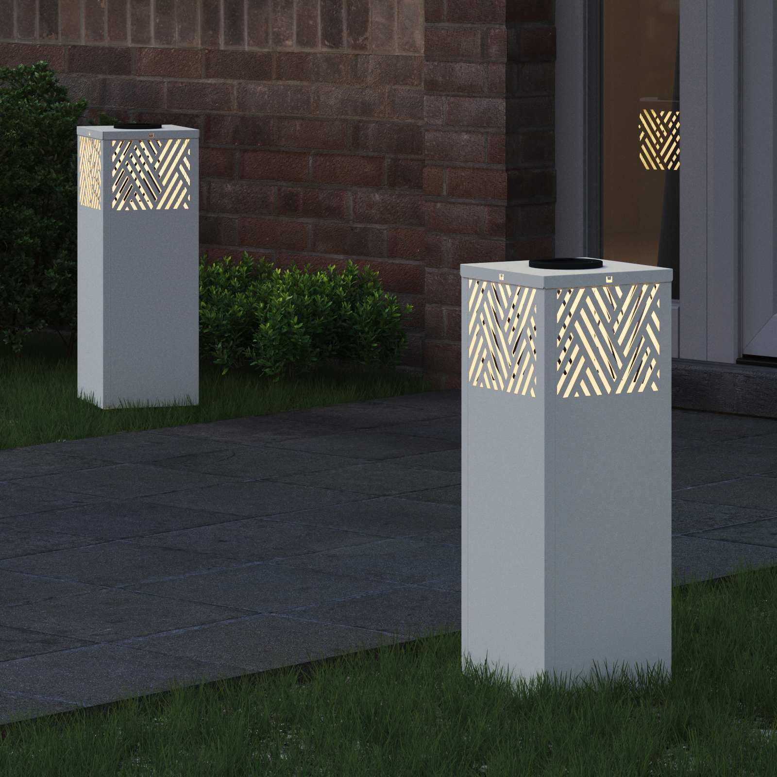 Vidaxl solar led pad licht 2 pcs wit koudgewalst staal
