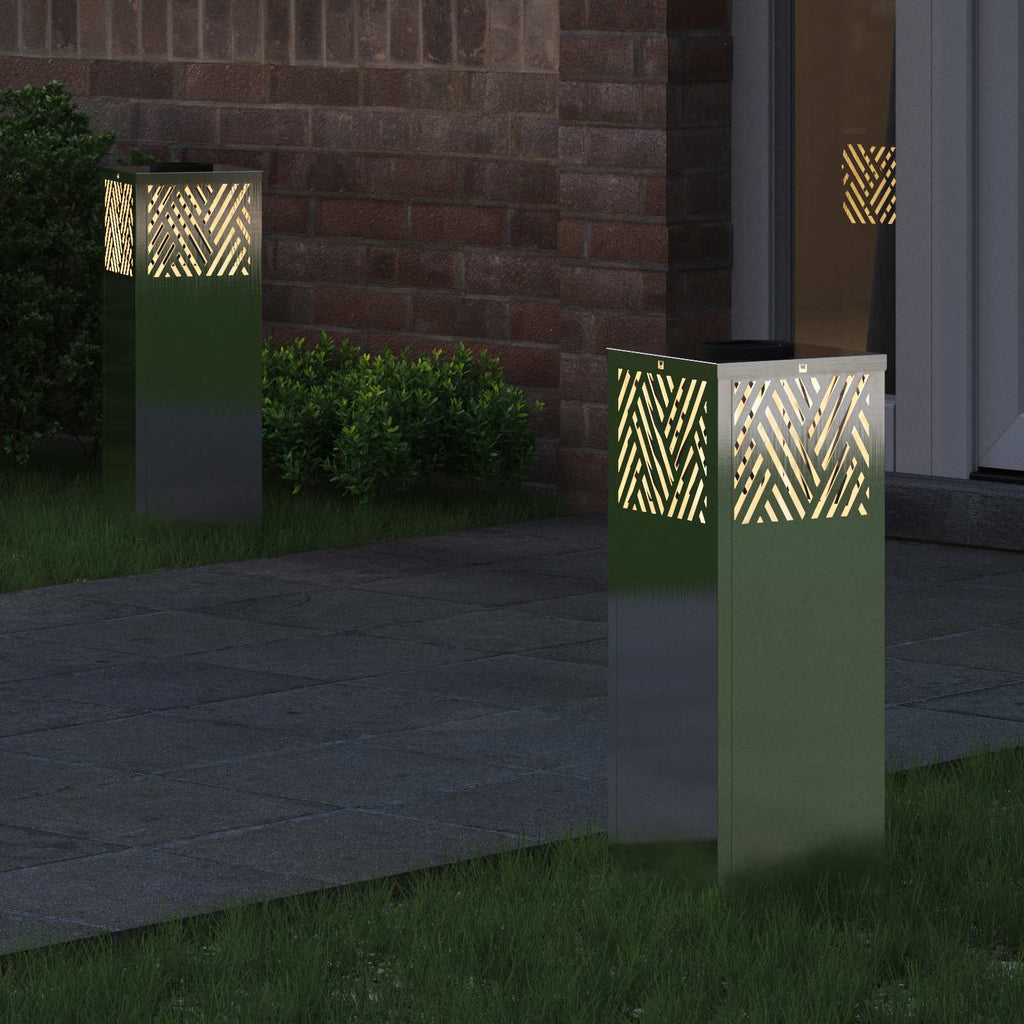 Vidaxl solar led pad licht 2 pcs zilver roestvrij staal