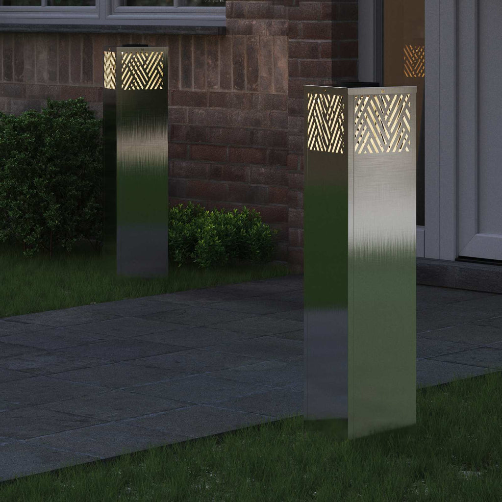 Vidaxl solar led pad licht 2 pcs zilver roestvrij staal