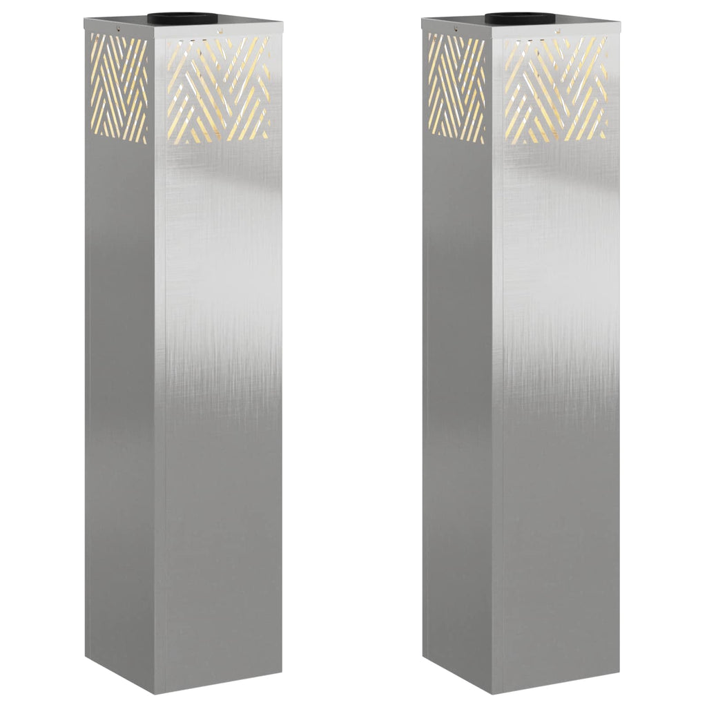 Vidaxl solar led pad licht 2 pcs zilver roestvrij staal
