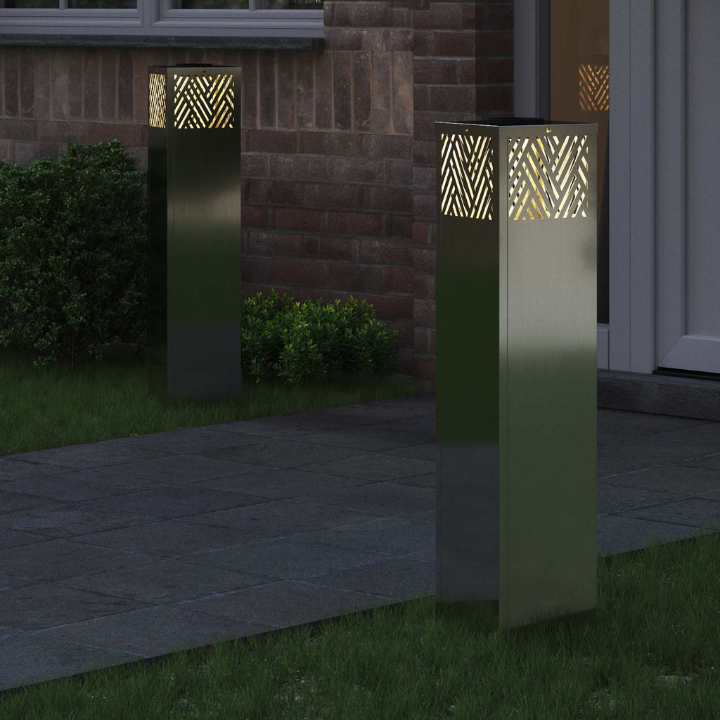 Vidaxl solar led pad licht 2 pcs zilver gegalvaniseerd
