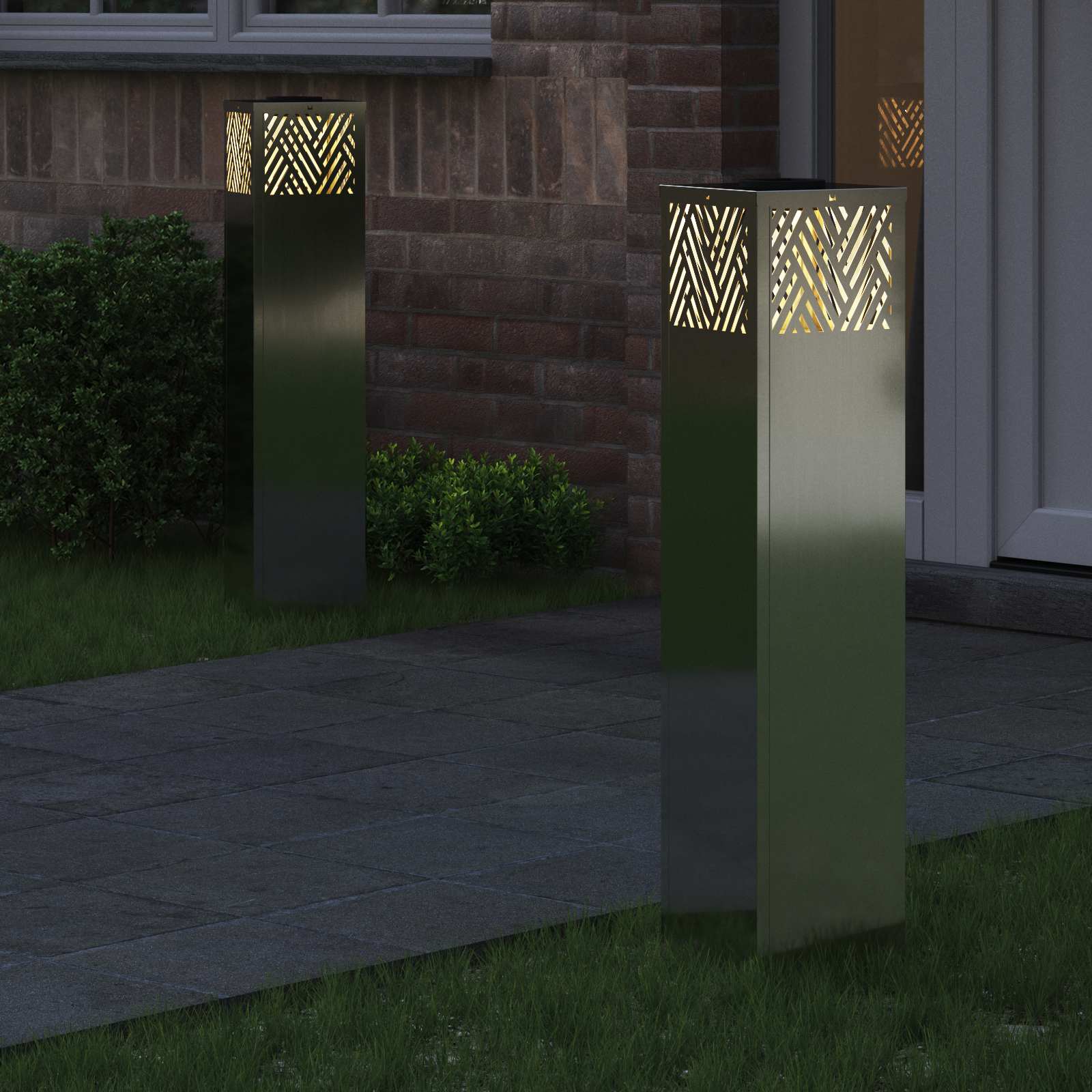 Vidaxl solar led pad licht 2 pcs zilver gegalvaniseerd