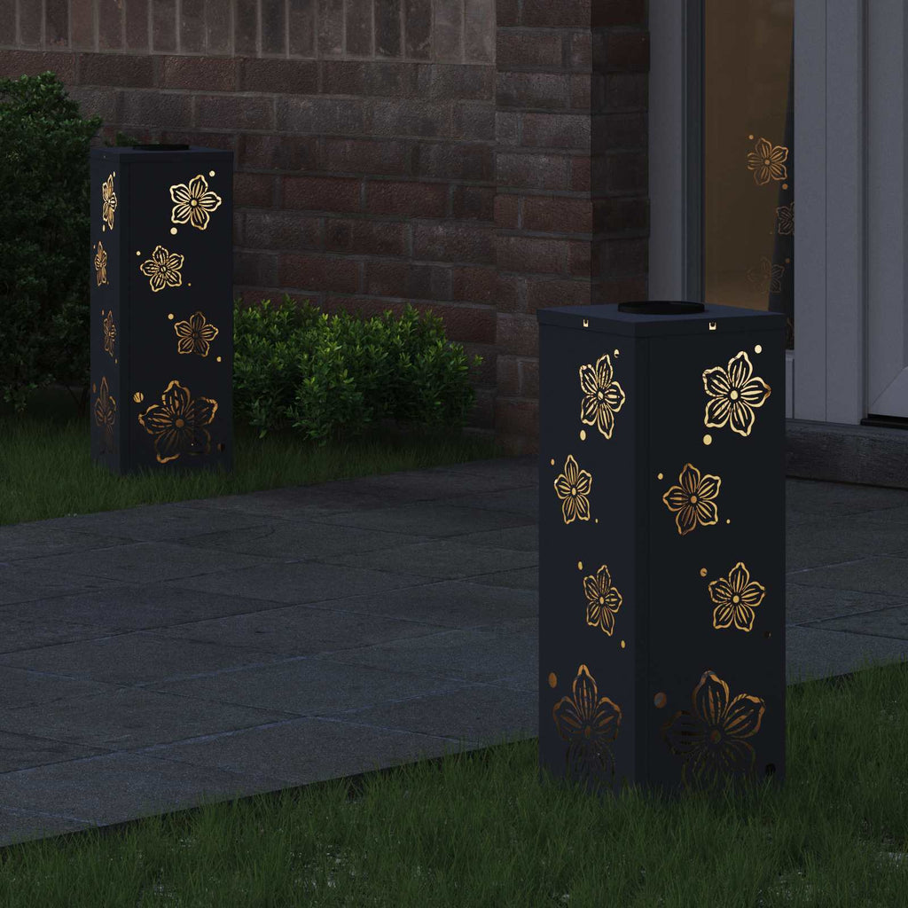 Vidaxl solar led pad licht 2 pcs antraciet koudgewalst staal