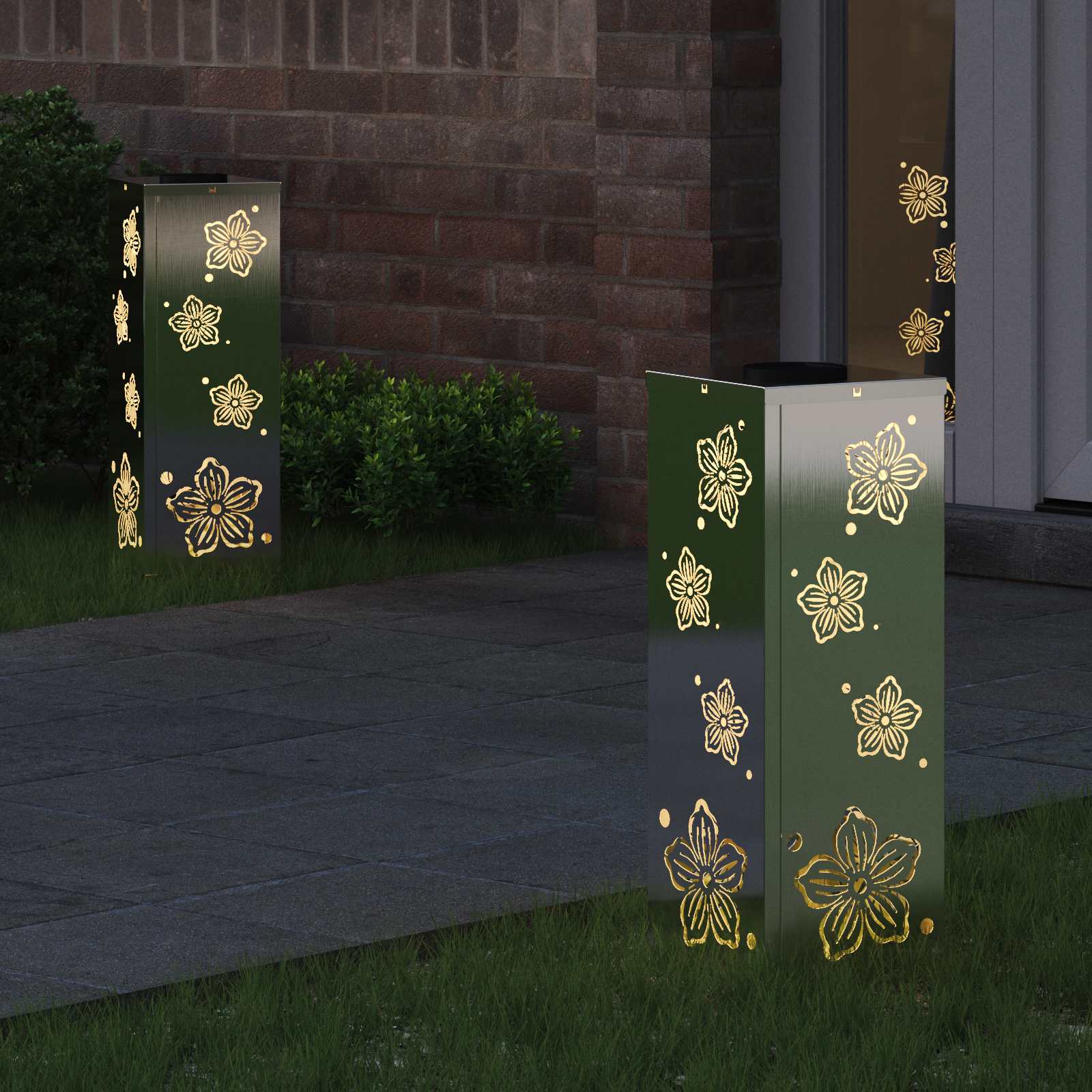 Vidaxl solar led pad licht 2 pcs zilver roestvrij staal