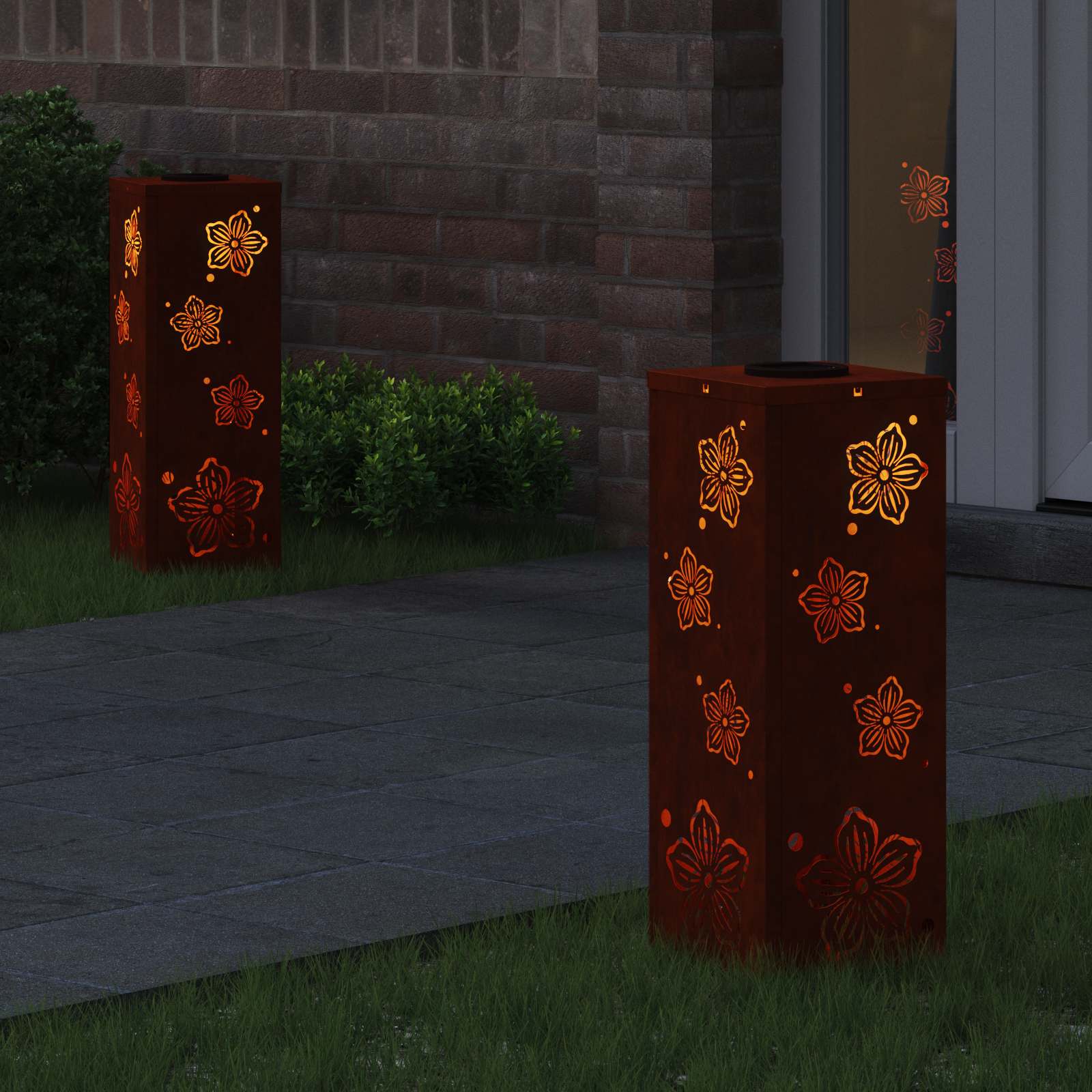 Vidaxl solar led pad licht 2 pcs roestig cortenstaal