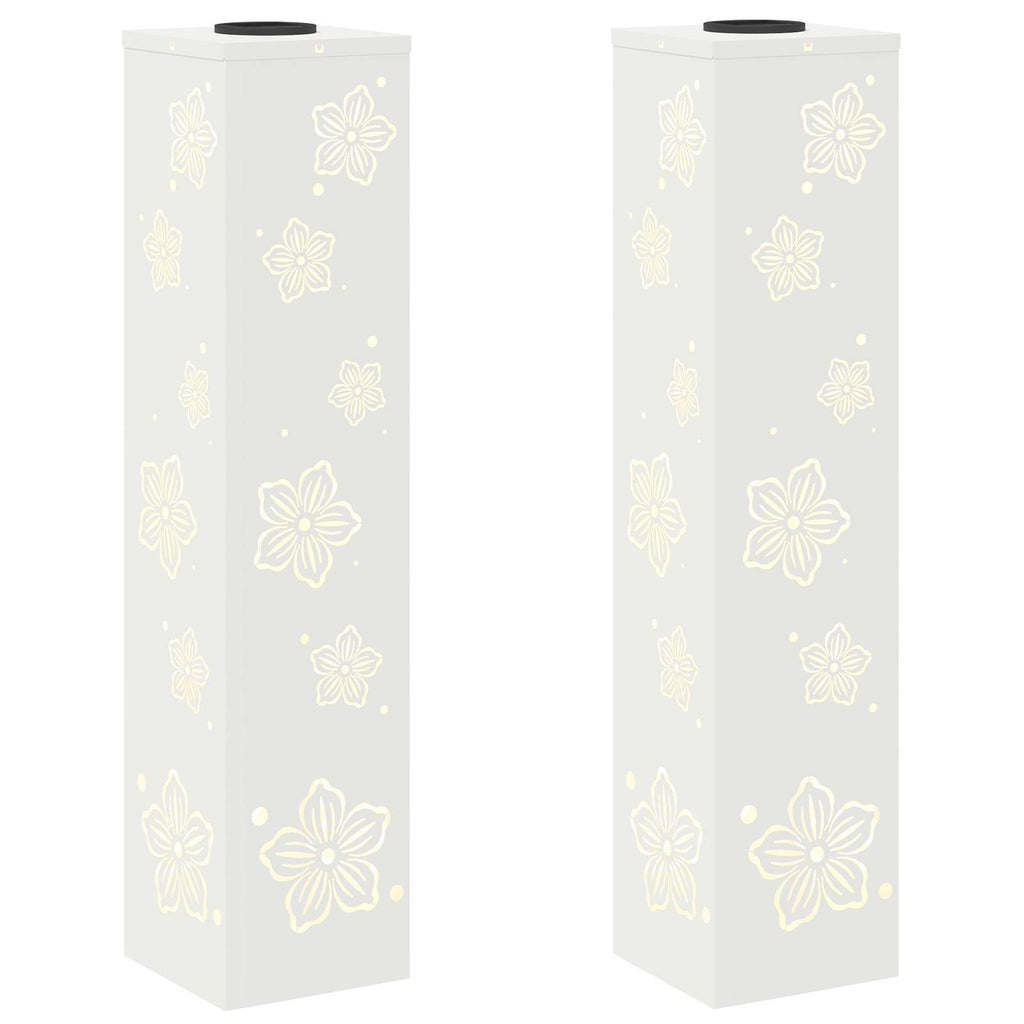 Vidaxl solar led pad licht 2 pcs wit koudgewalst staal