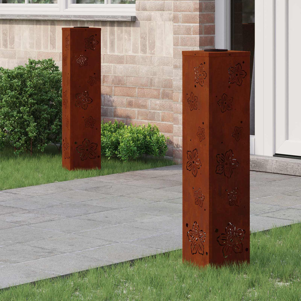 Vidaxl solar led pad licht 2 pcs roestig cortenstaal