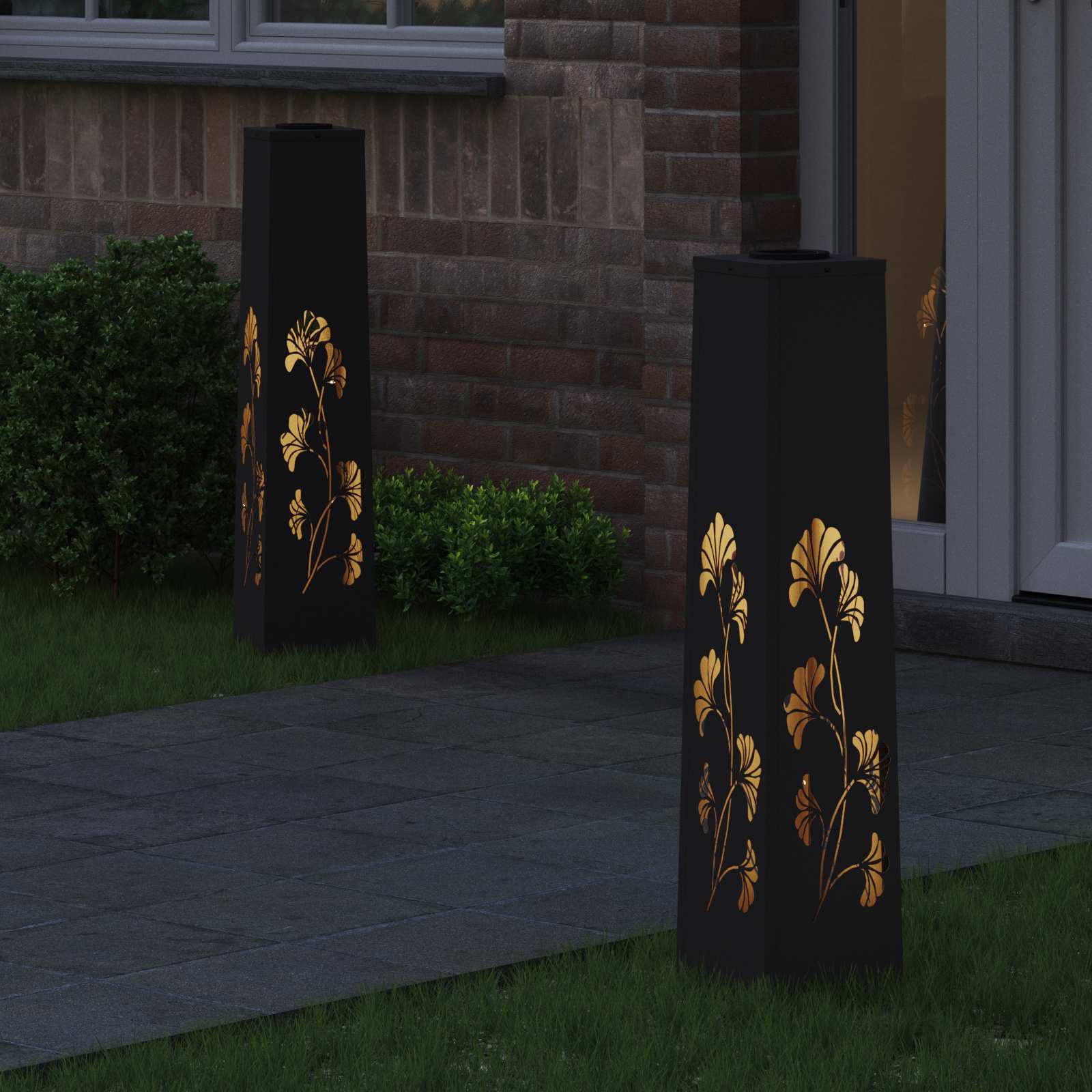 Vidaxl solar led pad licht 2 pcs zwart koudgewalst staal