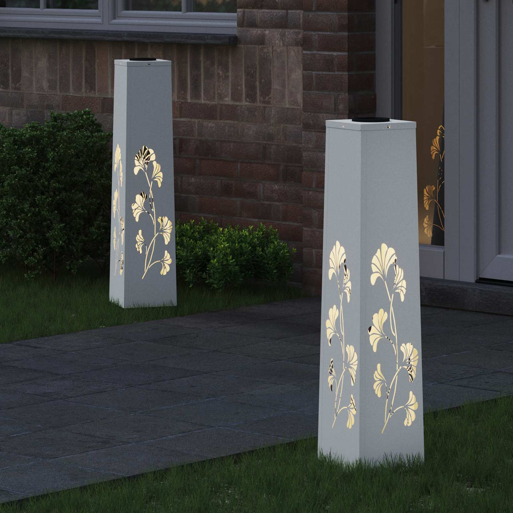 Vidaxl solar led pad licht 2 pcs wit koudgewalst staal