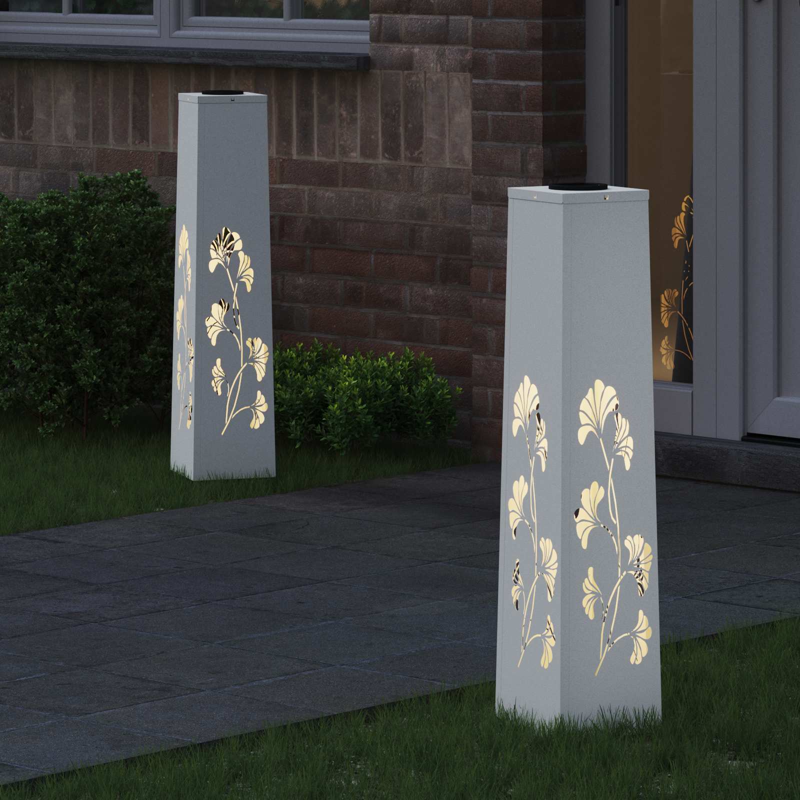 Vidaxl solar led pad licht 2 pcs wit koudgewalst staal