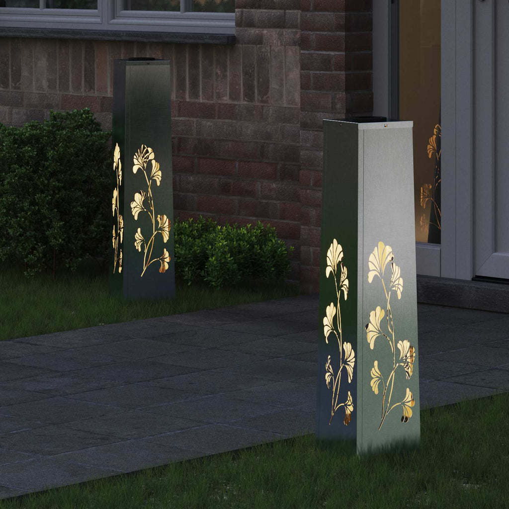Vidaxl solar led pad licht 2 pcs zilver roestvrij staal