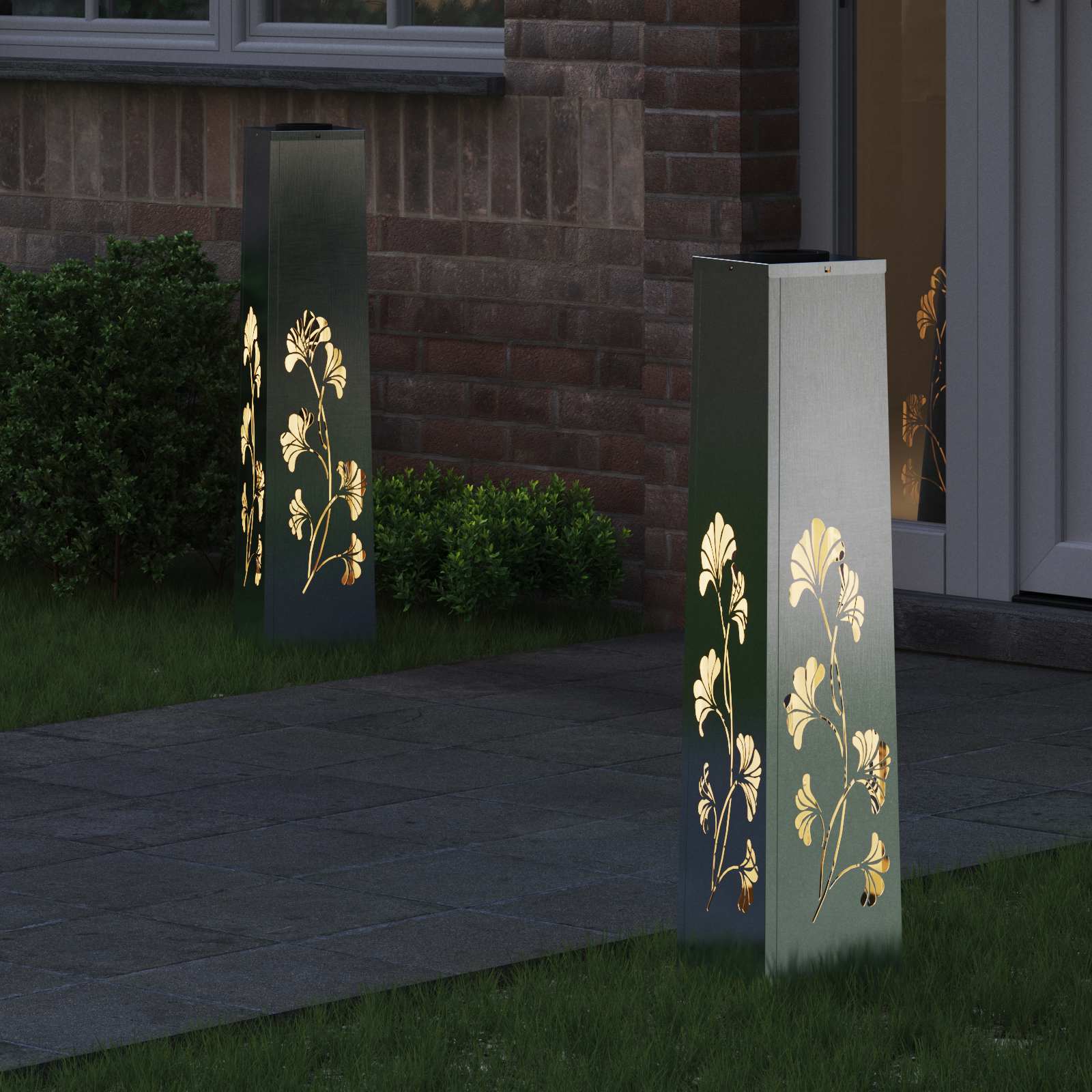 Vidaxl solar led pad licht 2 pcs zilver roestvrij staal