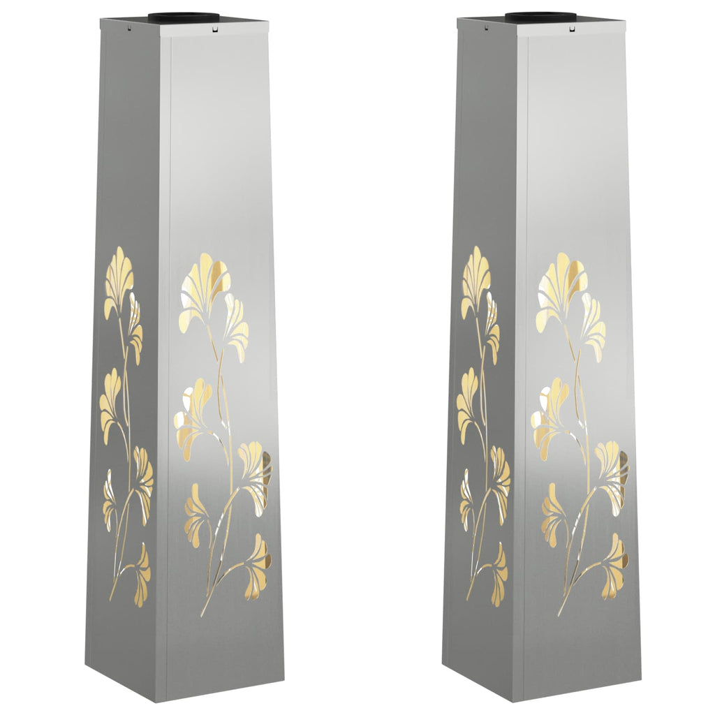 Vidaxl solar led pad licht 2 pcs zilver gegalvaniseerd staal