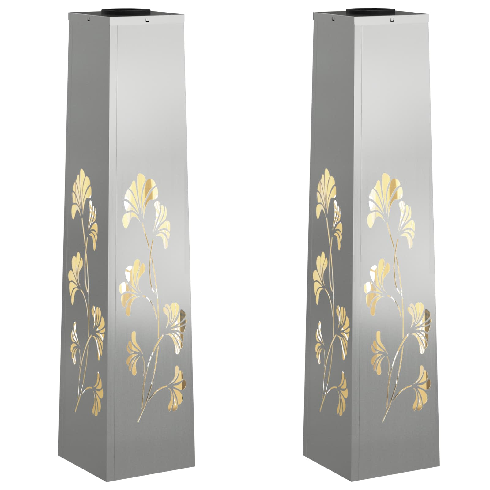 Vidaxl solar led pad licht 2 pcs zilver gegalvaniseerd staal