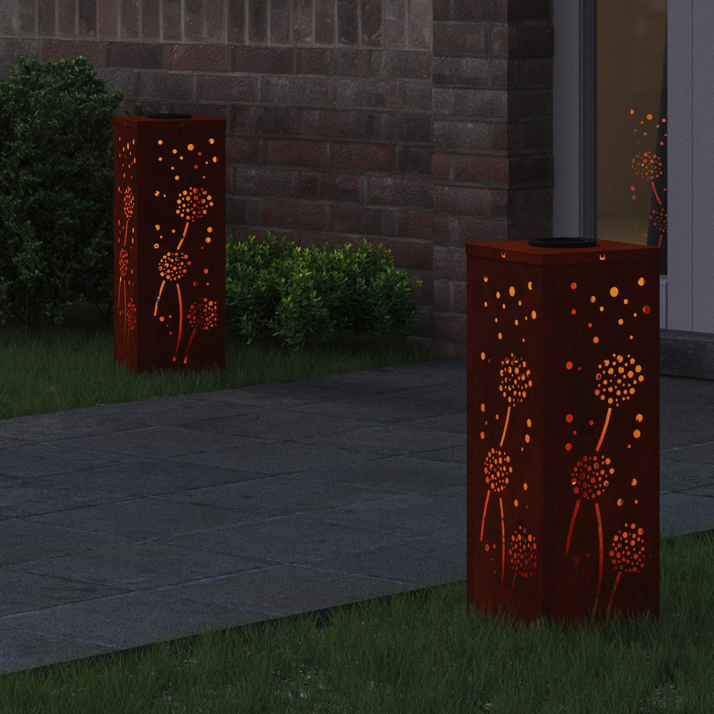 Vidaxl solar led pad licht 2 pcs roestig cortenstaal