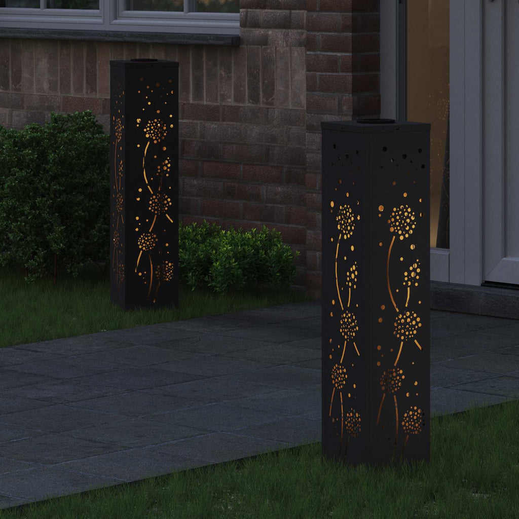 Vidaxl solar led pad licht 2 pcs zwart koudgewalst staal