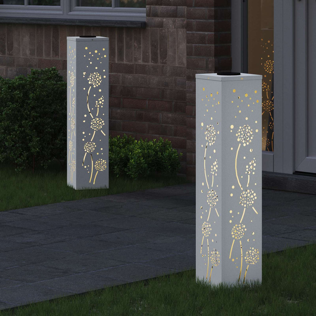 Vidaxl solar led pad licht 2 pcs wit koudgewalst staal