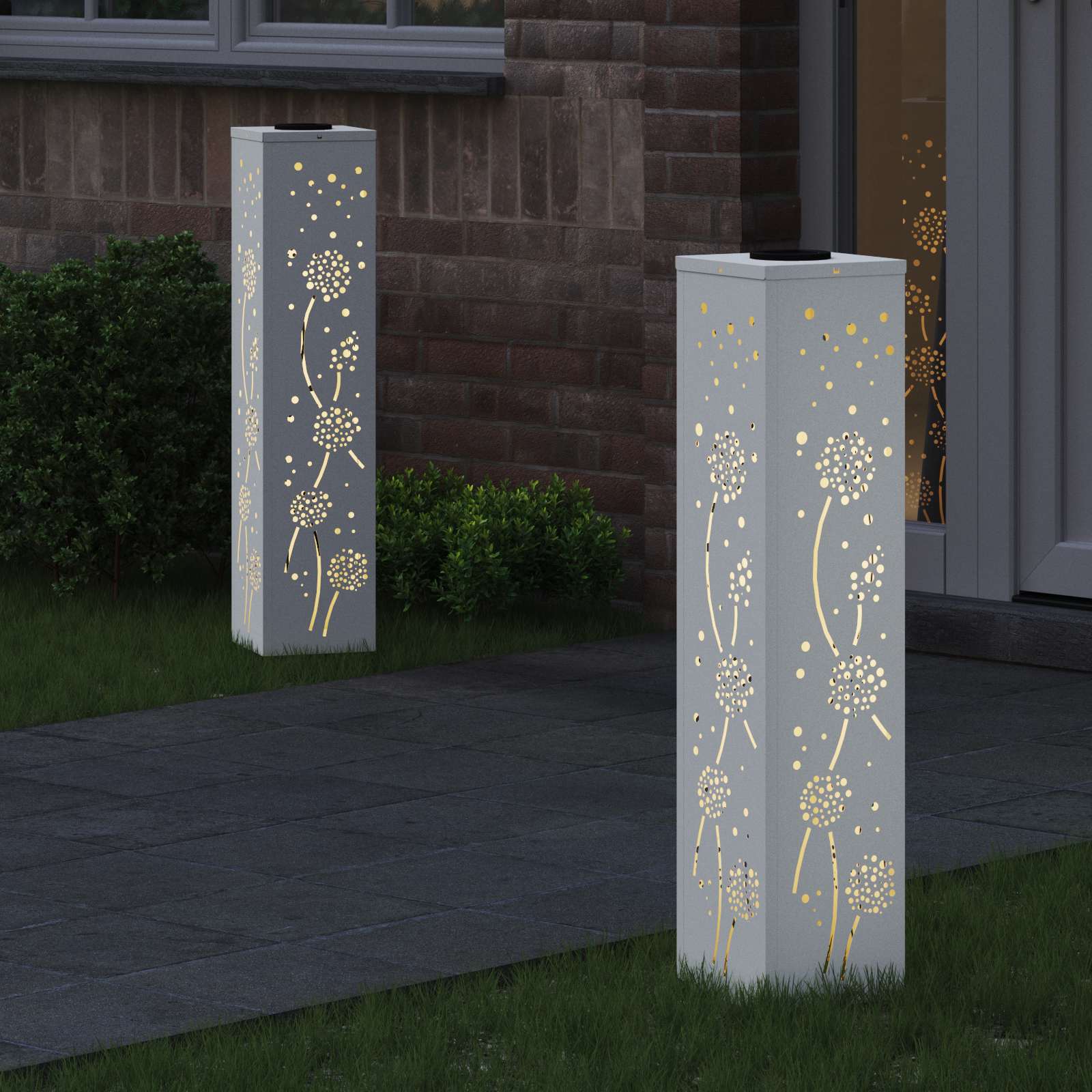 Vidaxl solar led pad licht 2 pcs wit koudgewalst staal