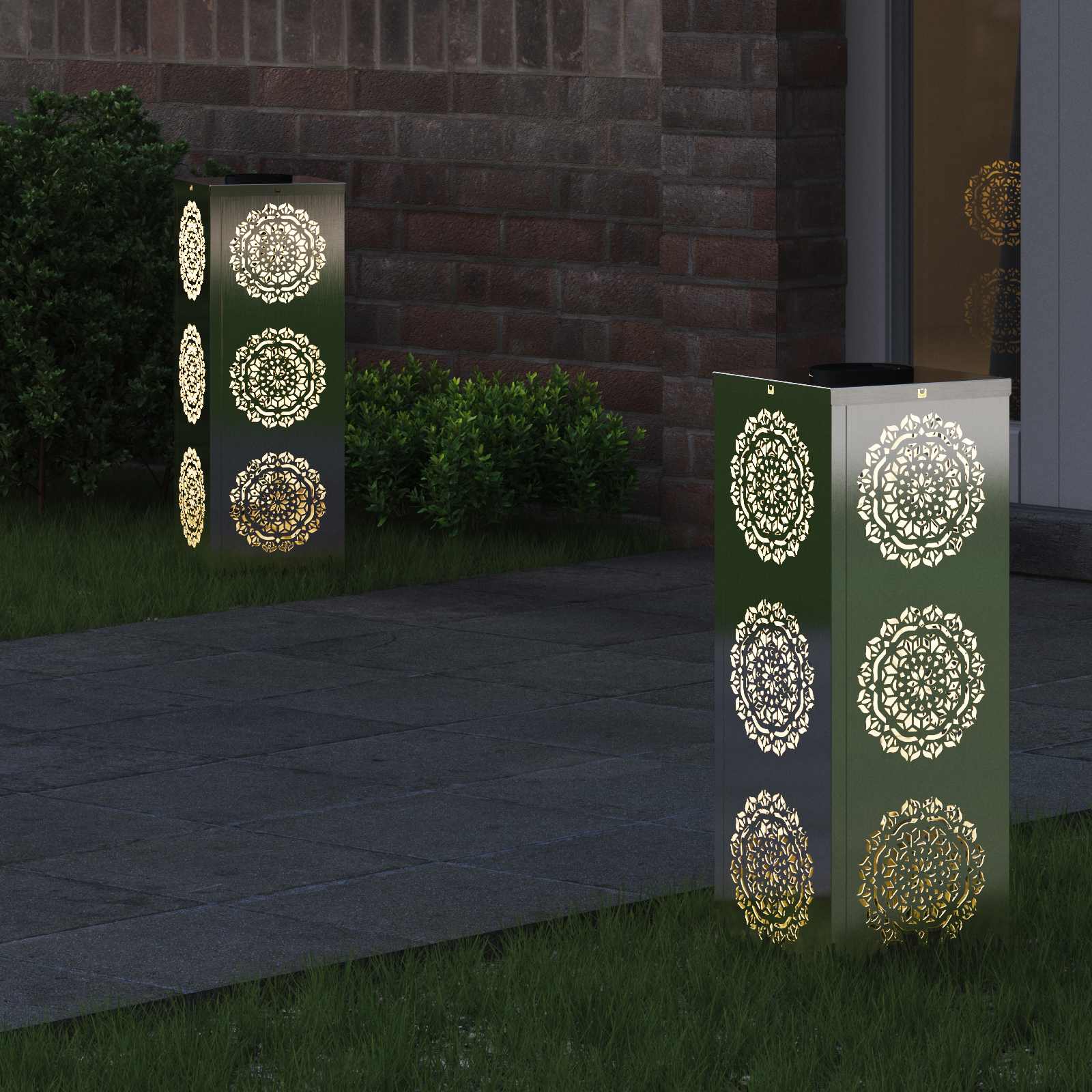 Vidaxl solar led pad licht 2 pcs zilver roestvrij staal