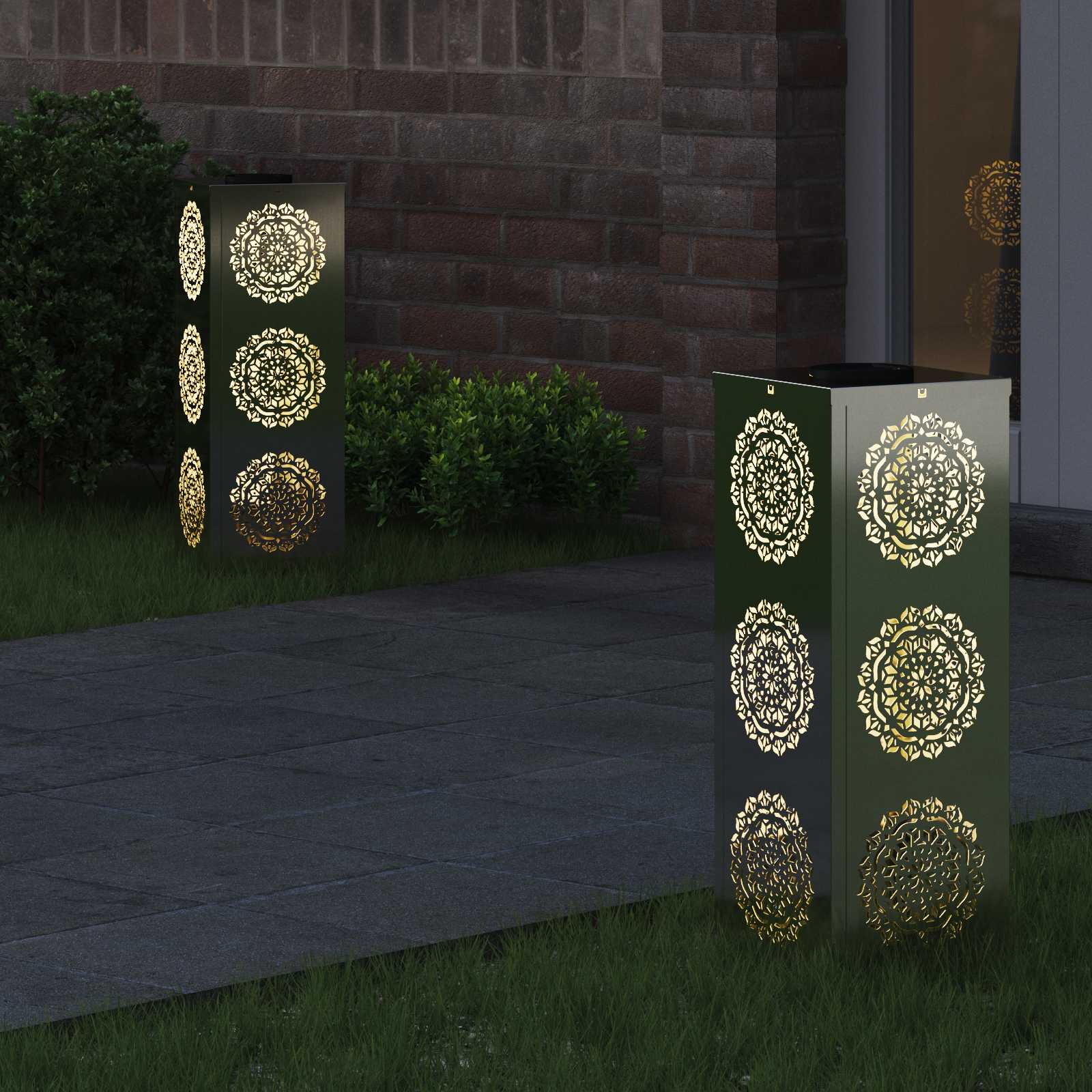 Vidaxl solar led pad licht 2 pcs zilver gegalvaniseerd staal