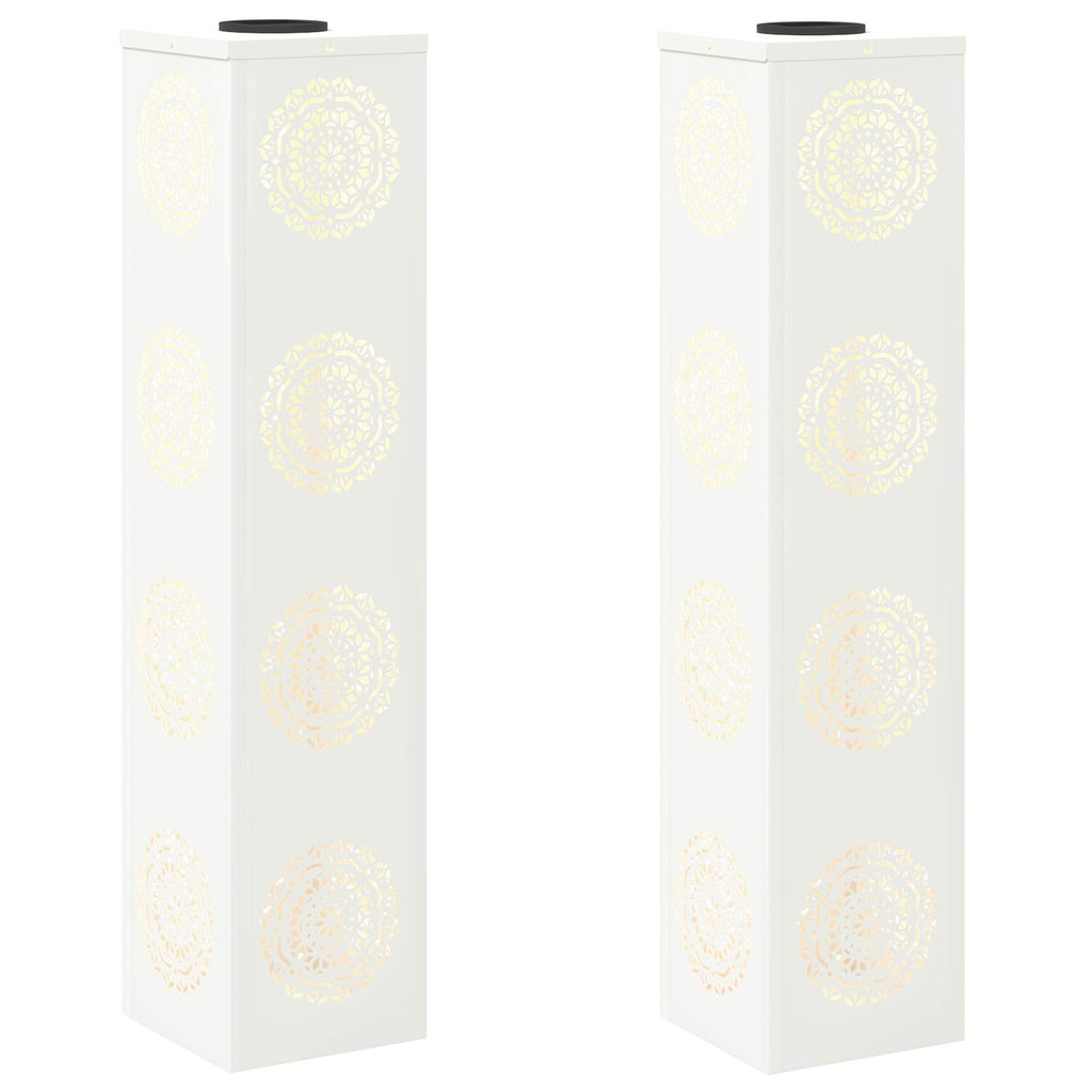 Vidaxl solar led pad licht 2 pcs wit koudgewalst staal