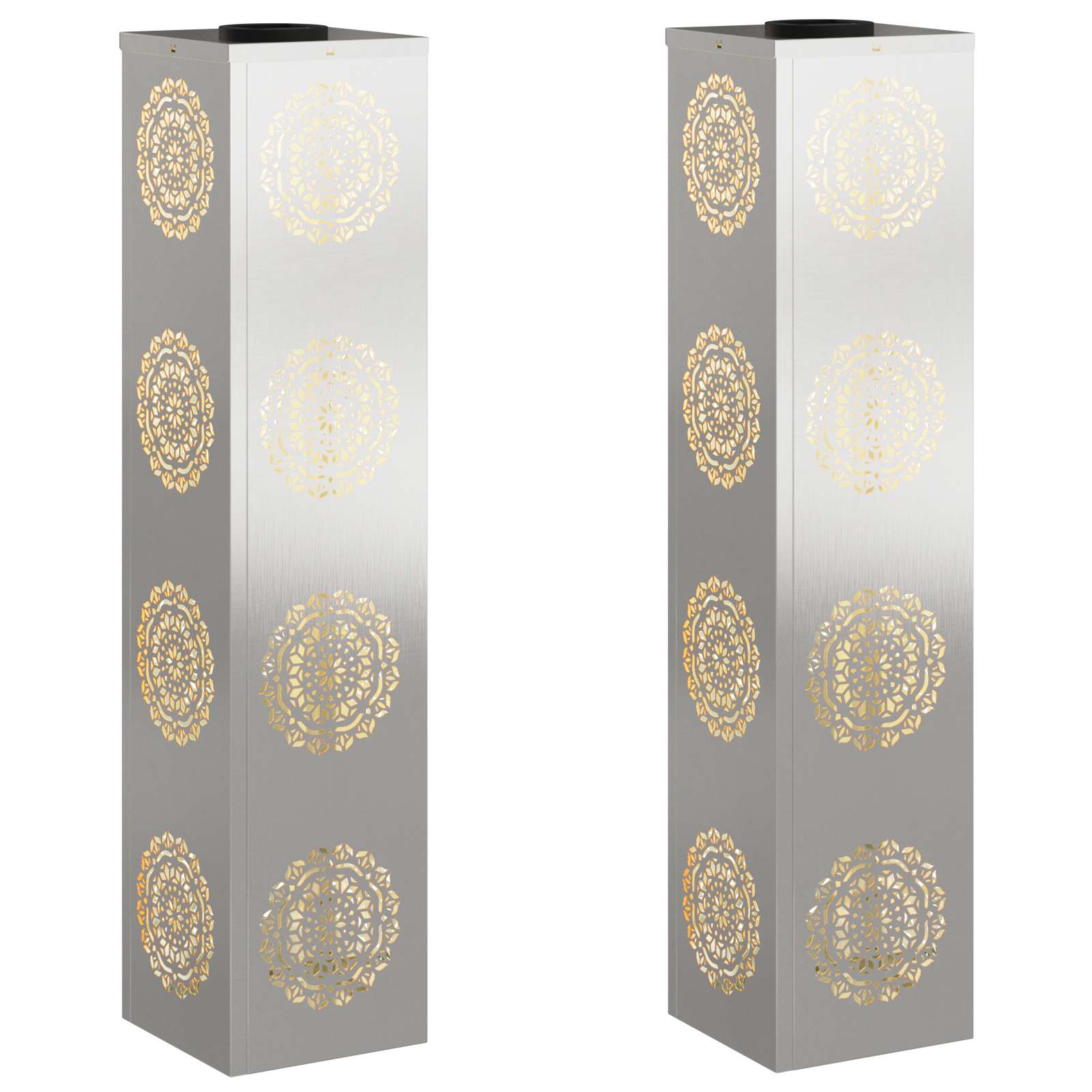 Vidaxl solar led pad licht 2 pcs zilver roestvrij staal