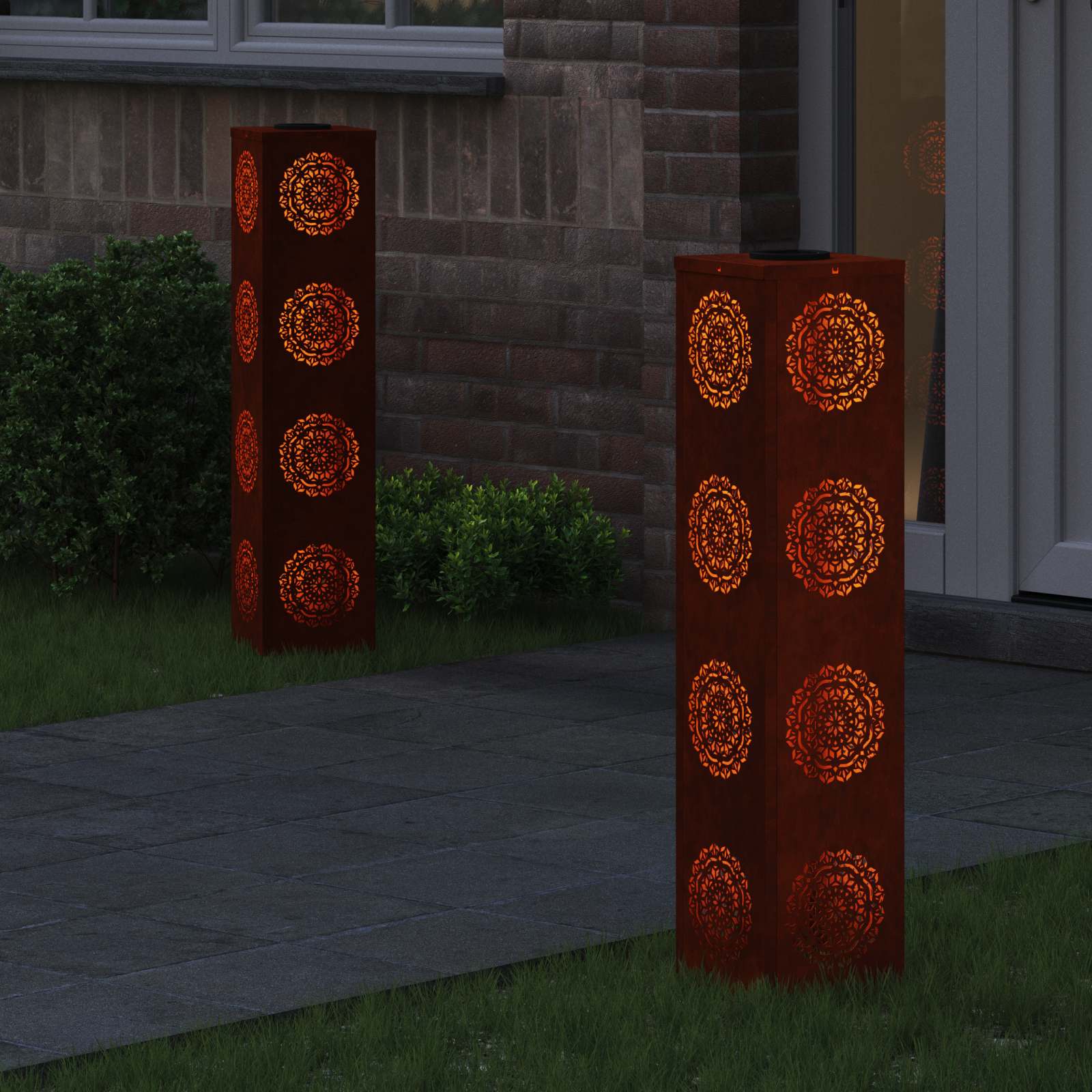 Vidaxl solar led pad licht 2 pcs roestig cortenstaal