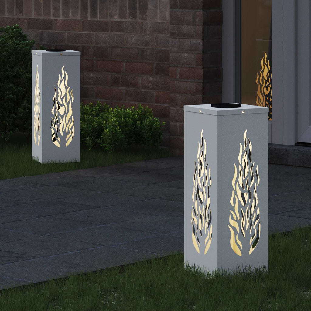 Vidaxl solar led pad licht 2 pcs wit koudgewalst staal