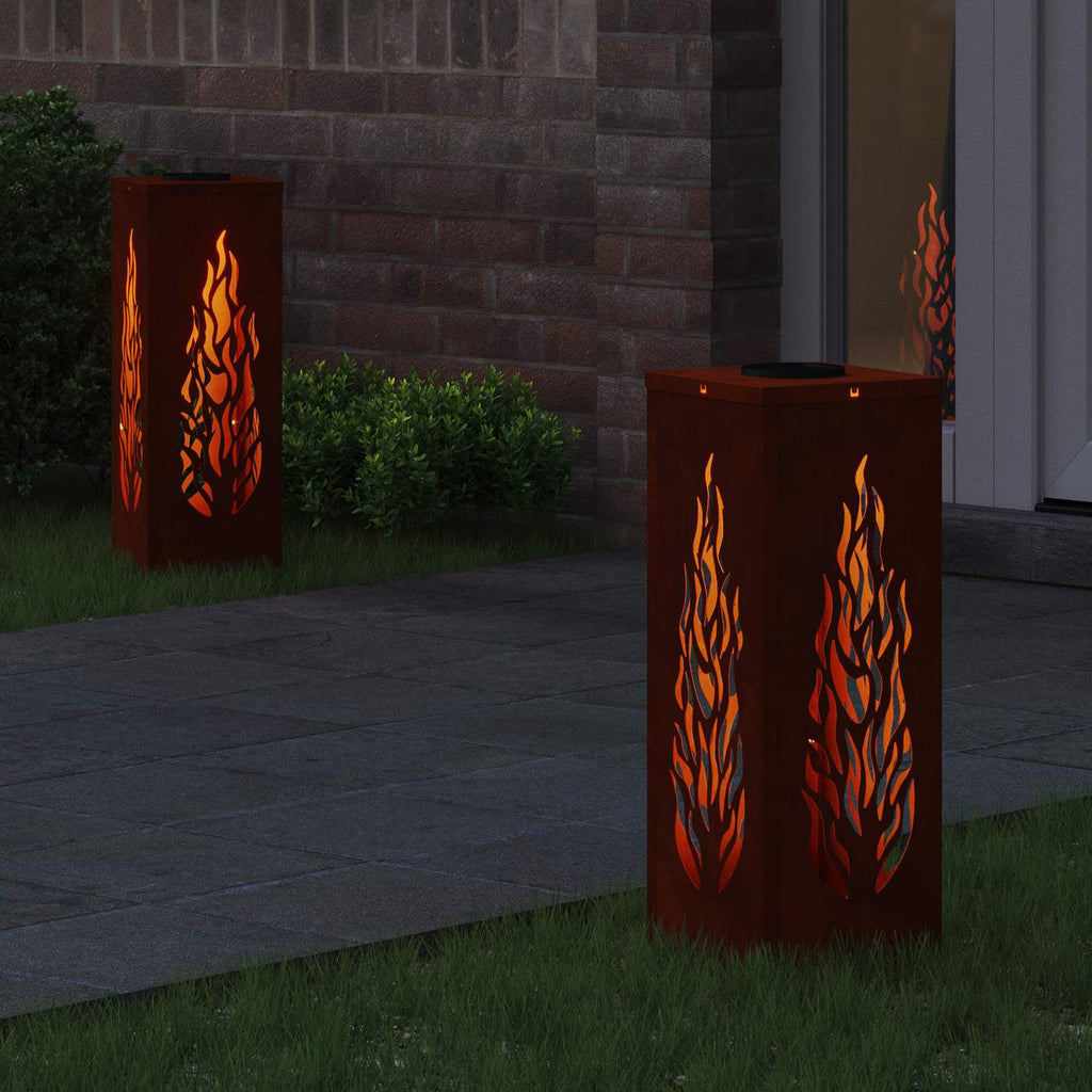 Vidaxl solar led pad licht 2 pcs brons cortenstaal