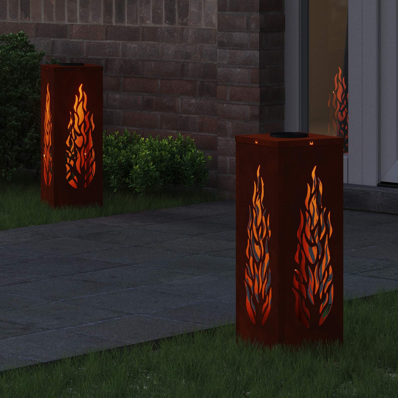 Vidaxl solar led pad licht 2 pcs brons cortenstaal