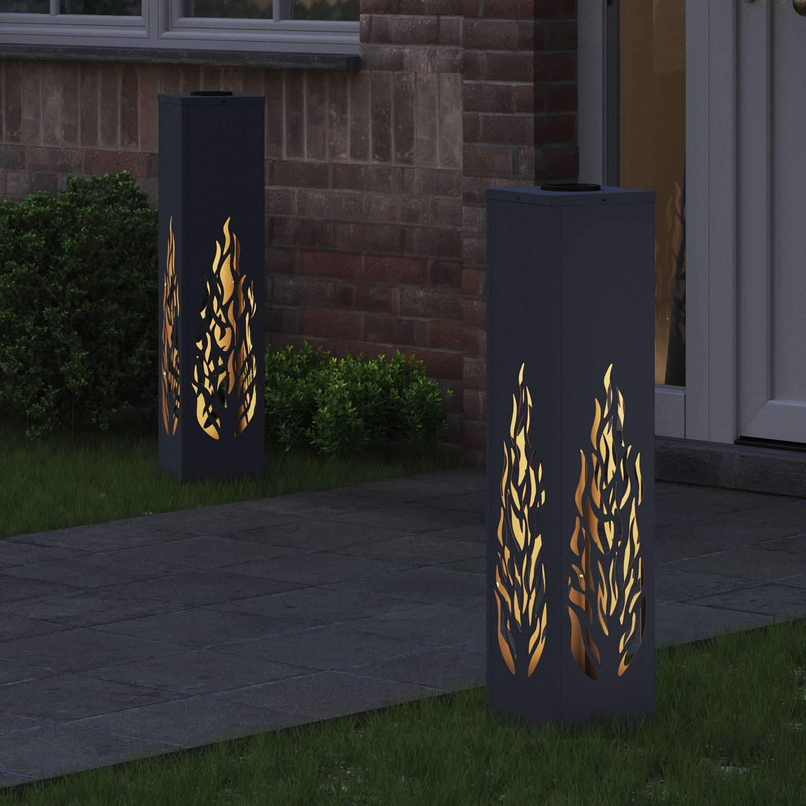 Vidaxl solar led pad licht 2 pcs antraciet koudgewalst staal