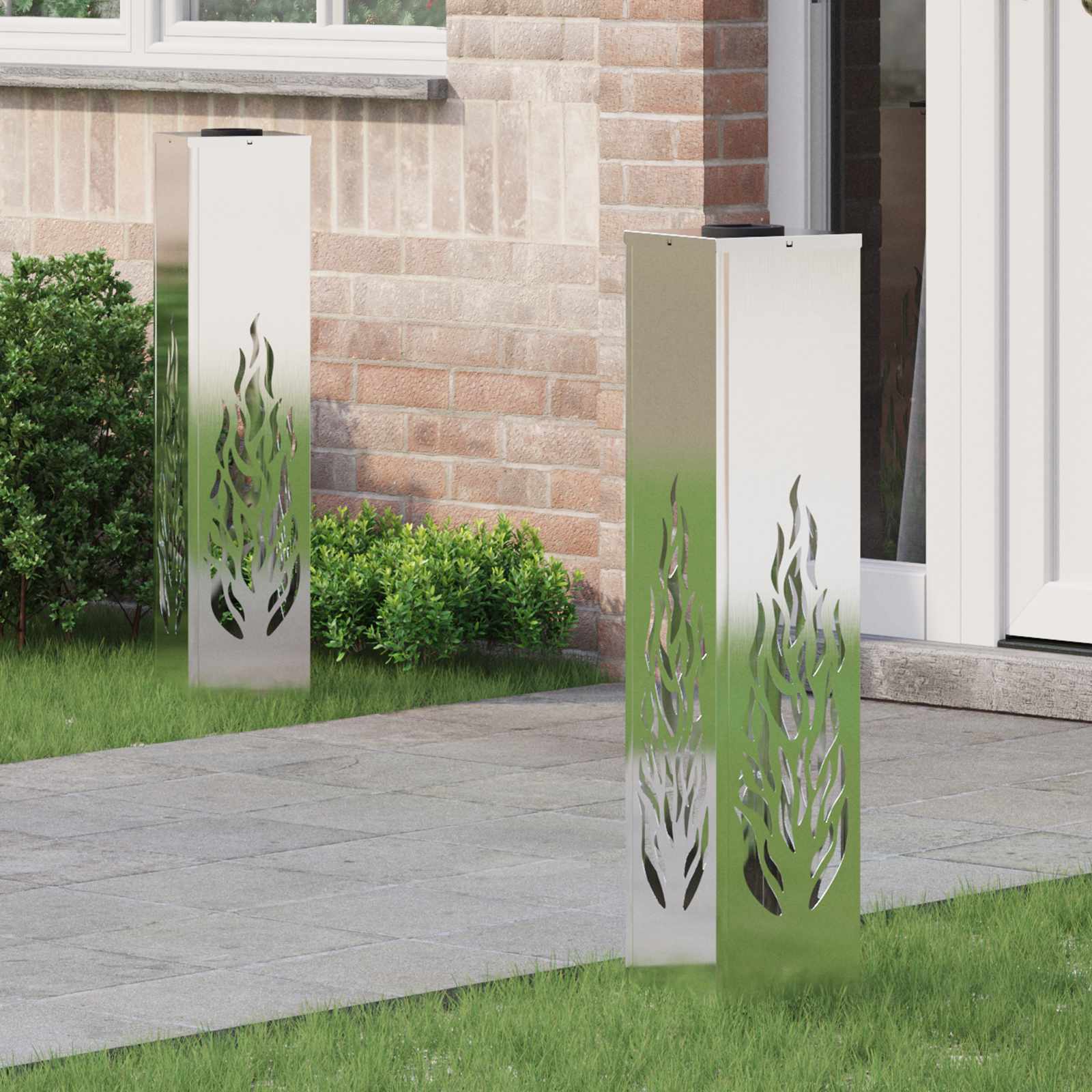 Vidaxl solar led pad licht 2 pcs zilver gegalvaniseerd staal