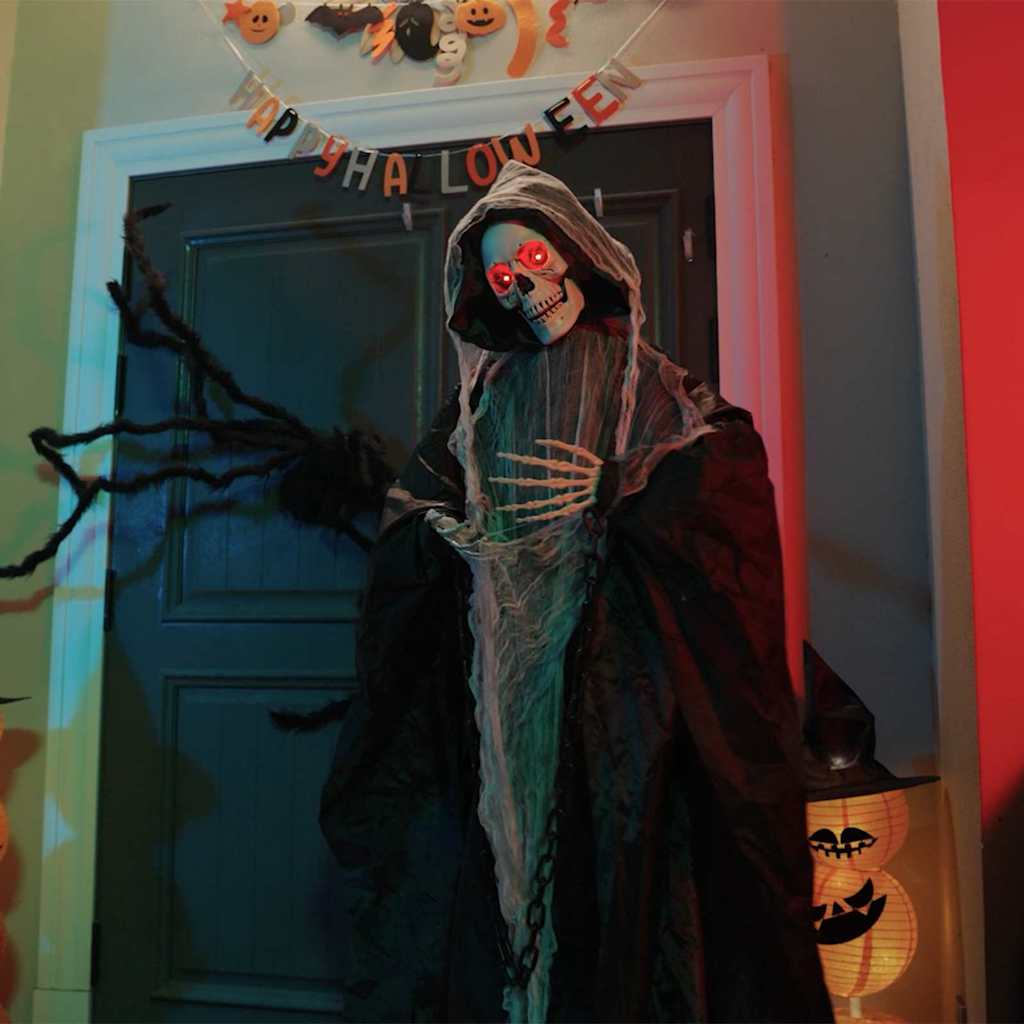 Vidaxl hangende magere hein voor halloween spooka zwart 112 x 164 cm