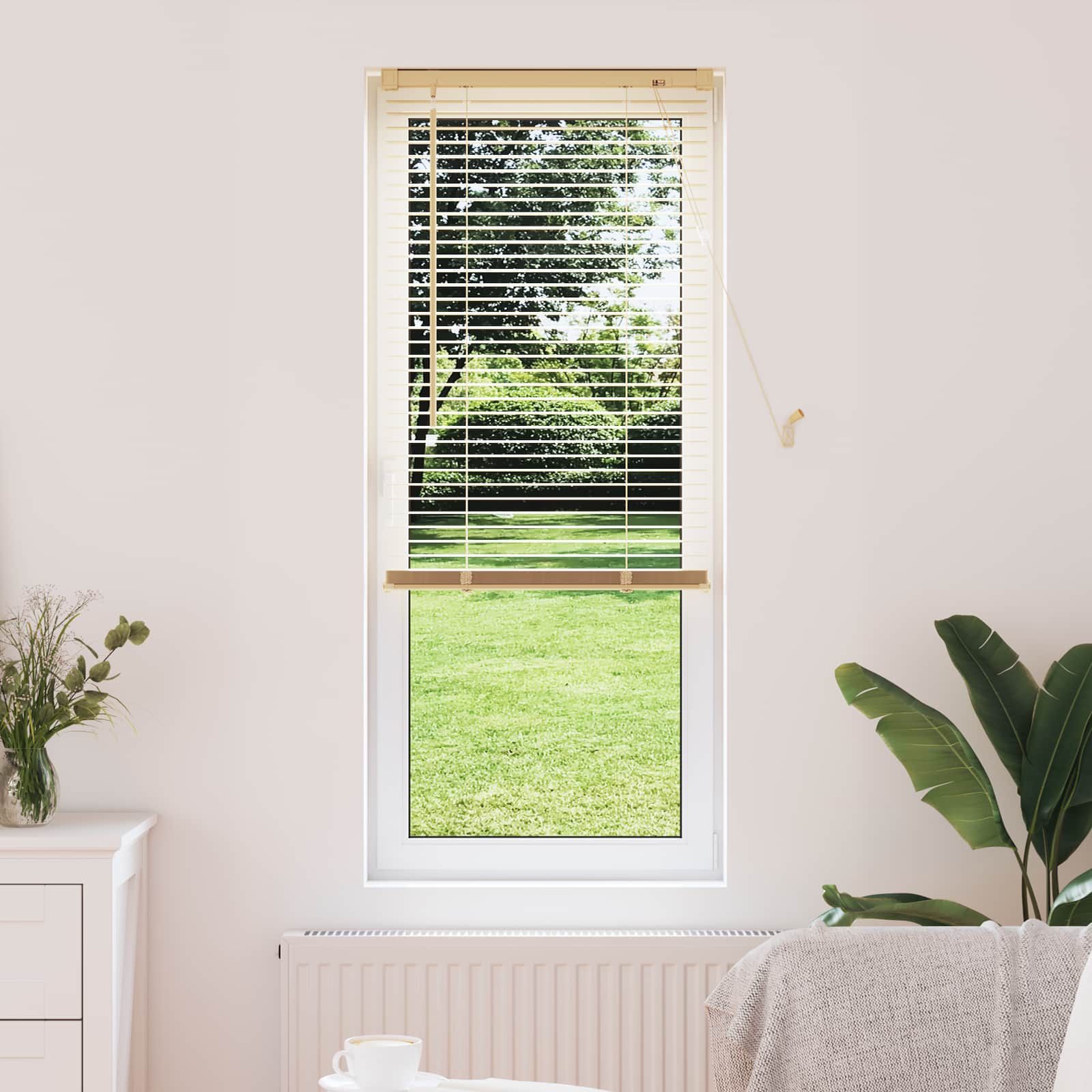 Vidaxl venetiaanse blind lichtbruin met patroon 150 x 50 cm pvc