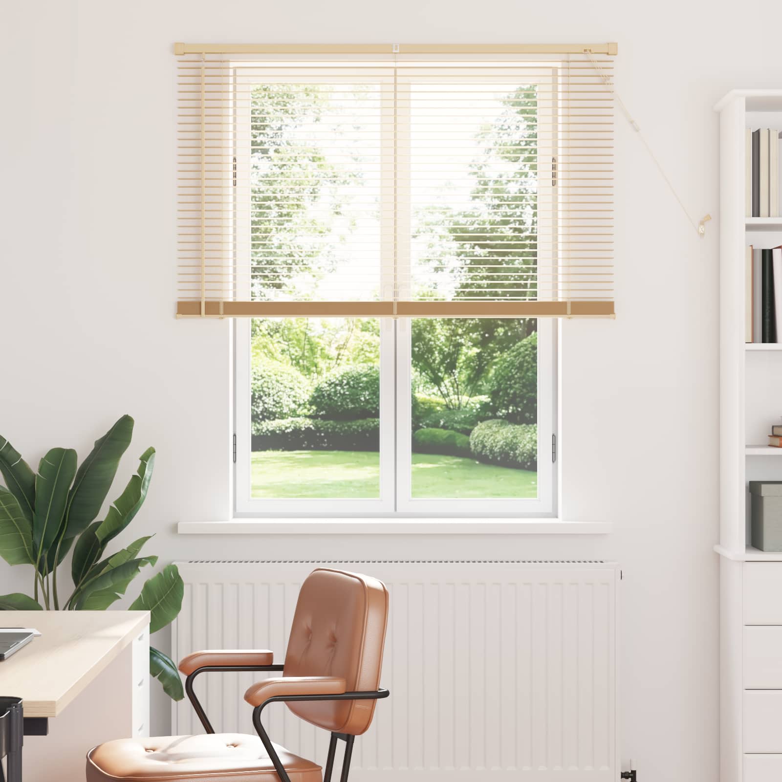 Vidaxl venetiaanse blind lichtbruin met patroon 150 x 110 cm pvc
