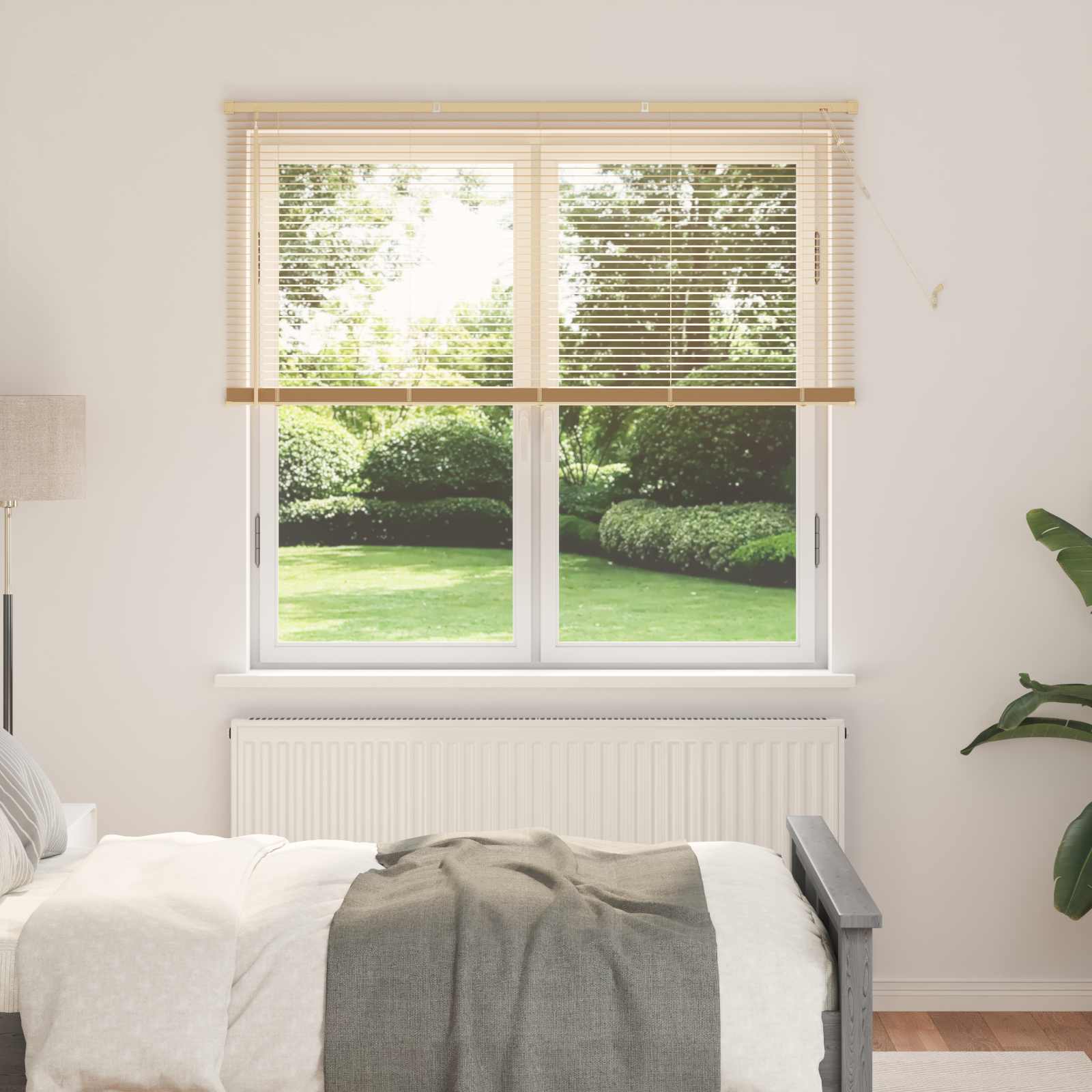 Vidaxl venetiaanse blind lichtbruin met patroon 150 x 150 cm pvc