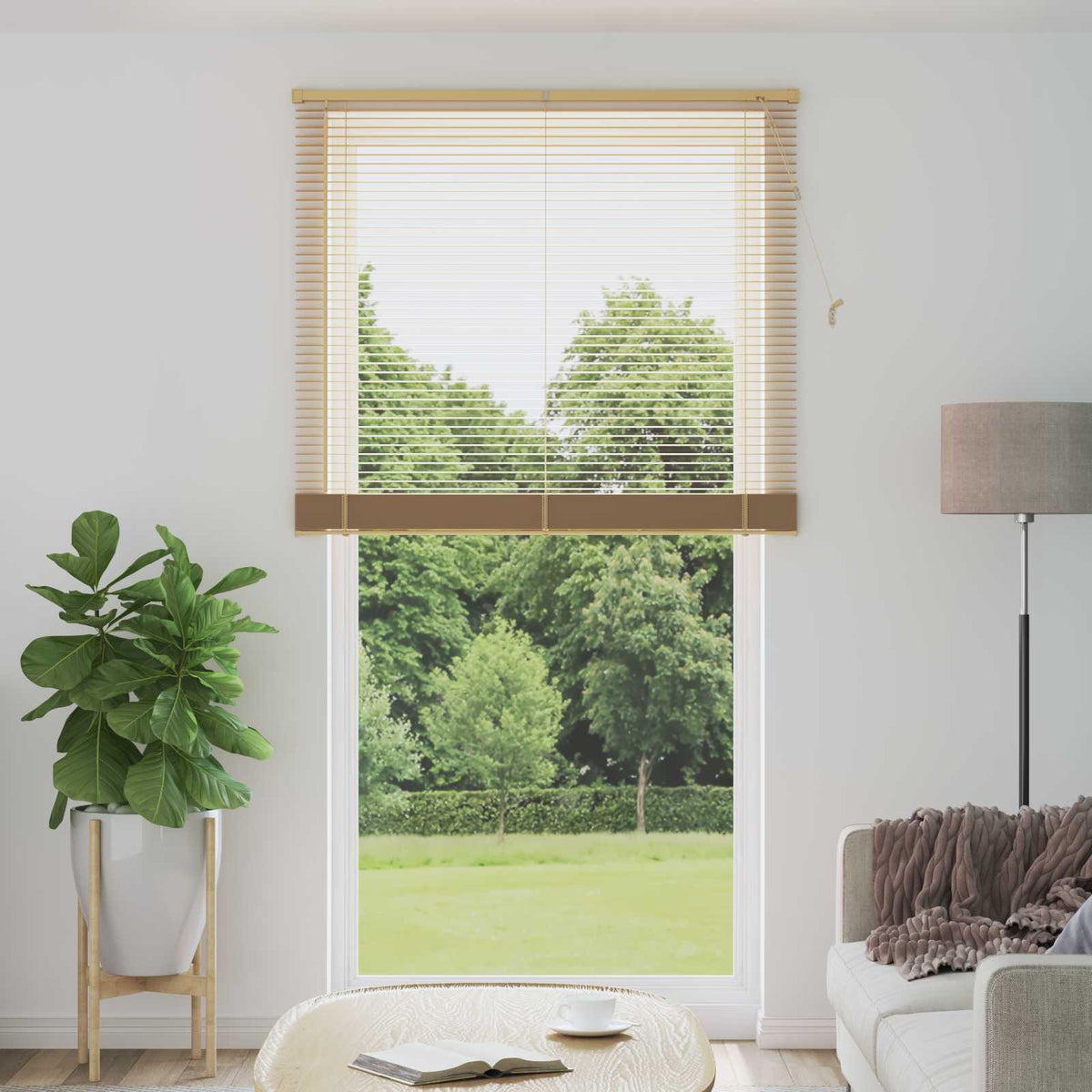 Vidaxl venetiaanse jaloezie lichtbruin met patroon 213 x 120 cm 25 mm