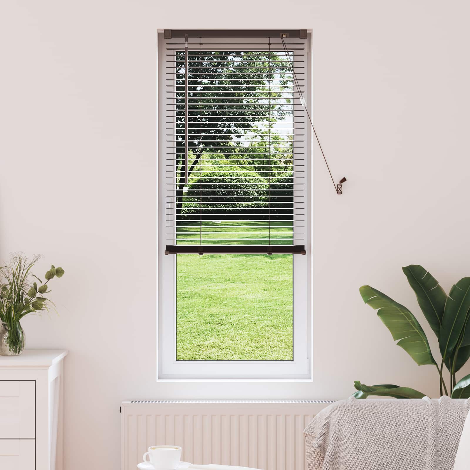 Vidaxl venetiaanse blind donkerbruin met patroon 150 x 60 cm pvc