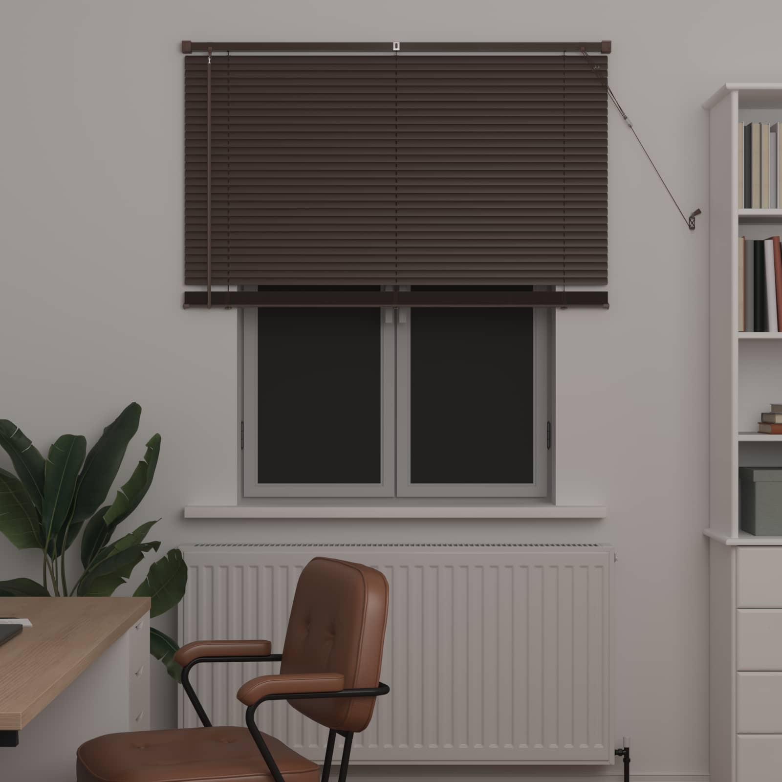 Vidaxl venetiaanse blind donkerbruin met patroon 150 x 120 cm pvc