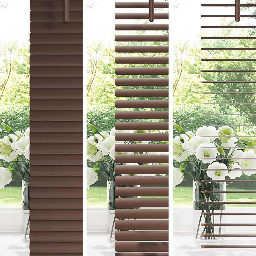 Vidaxl venetiaanse blind donkerbruin met patroon 150 x 140 cm pvc