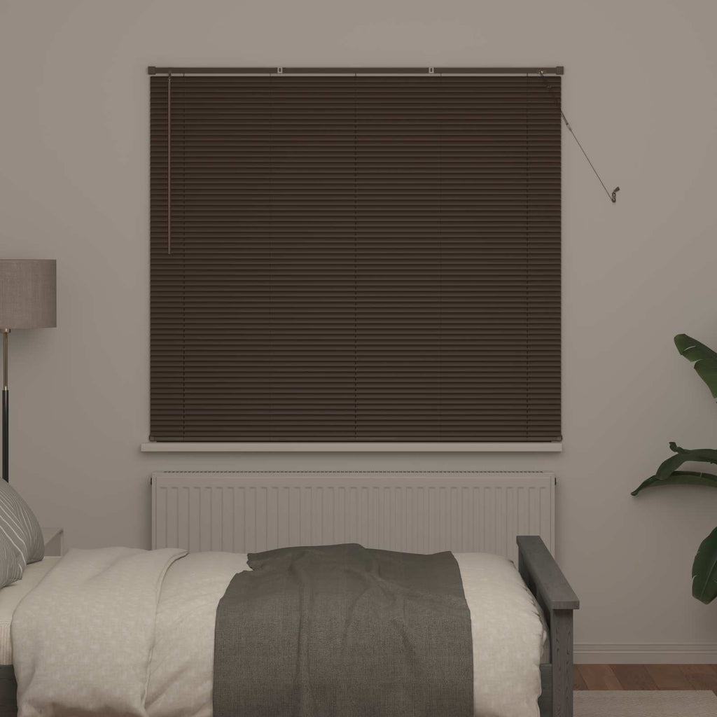 Vidaxl jaloezie donkerbruin met houtpatroon 160 x 150 cm pvc