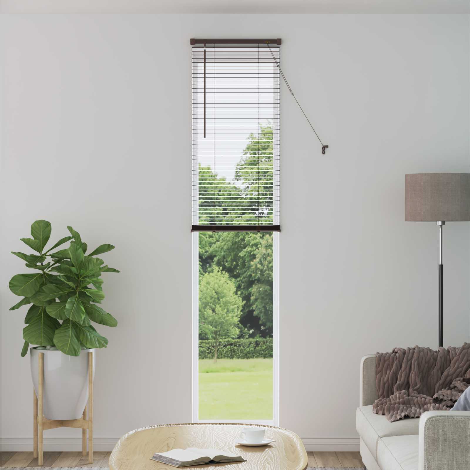 Vidaxl venetiaanse blind donkerbruin met patroon 213 x 60 cm pvc