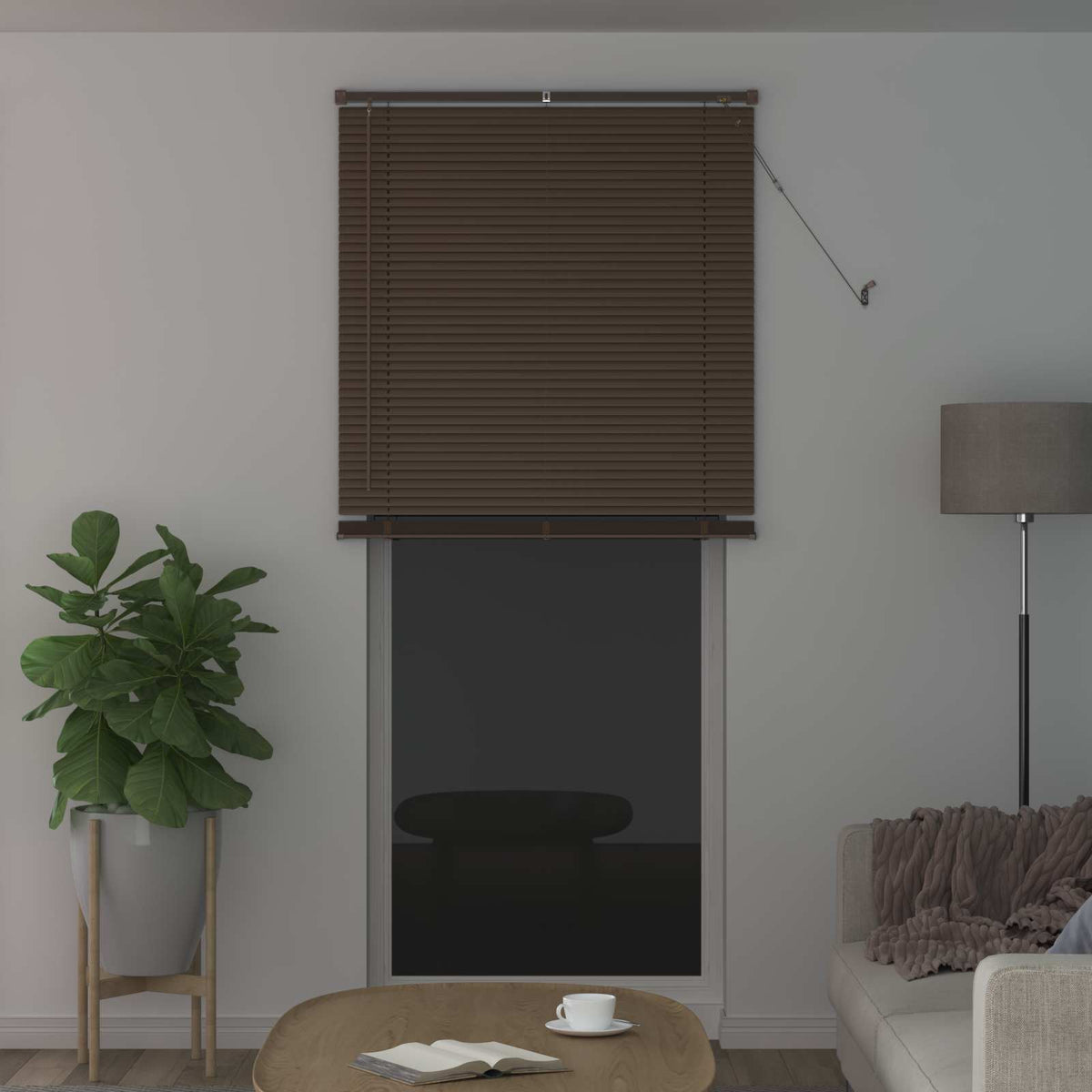 Vidaxl venetiaanse jaloezie donkerbruin met patroon 213 x 90 cm 25 mm