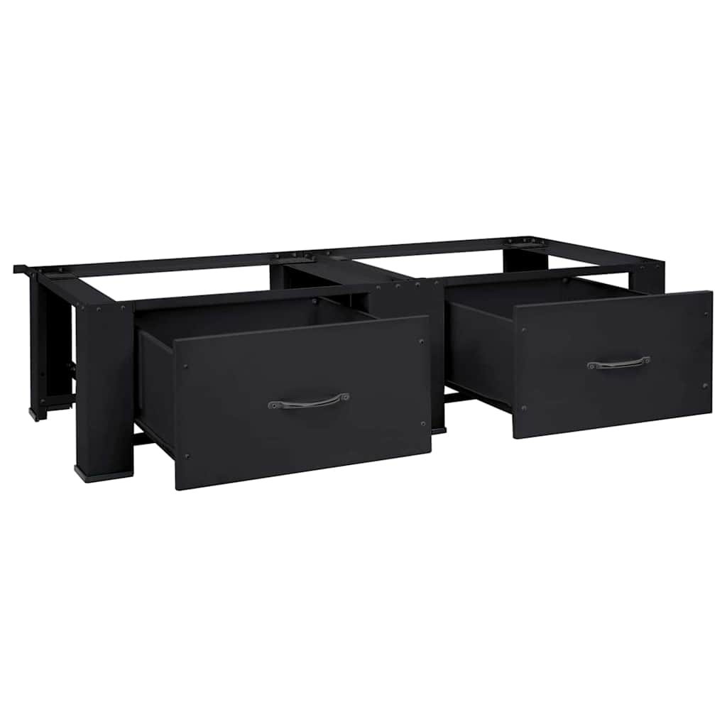 Vidaxl wasmachine pedestal 2 pcs zwart 127 x 54,5 x 32,5 cm staal
