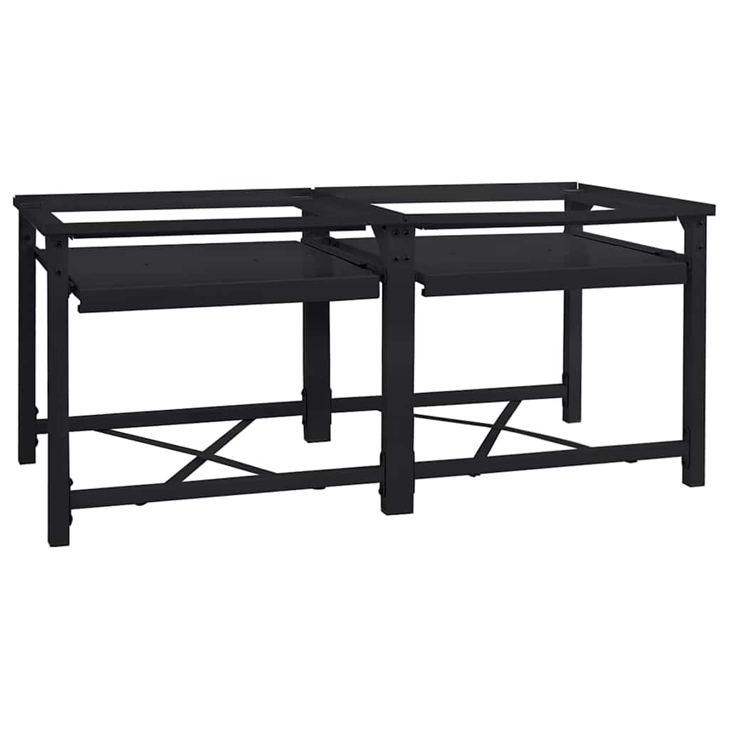 Vidaxl wasmachine pedestal 2 pcs zwart 120 x 56 x 52 cm staal