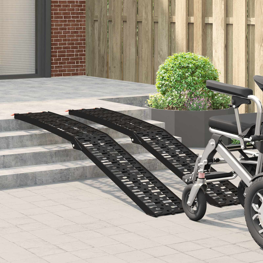 Vidaxl motorcycle ramp 680 kg 2 pcs zwart 222 x 28 x 5 cm aluminium