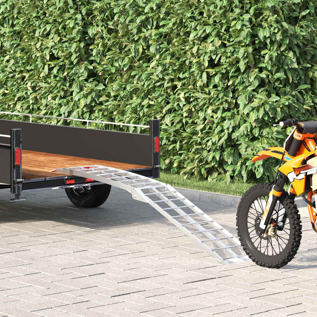 Vidaxl motorfietshelling zilver 180 x 28 x 5 cm aluminium