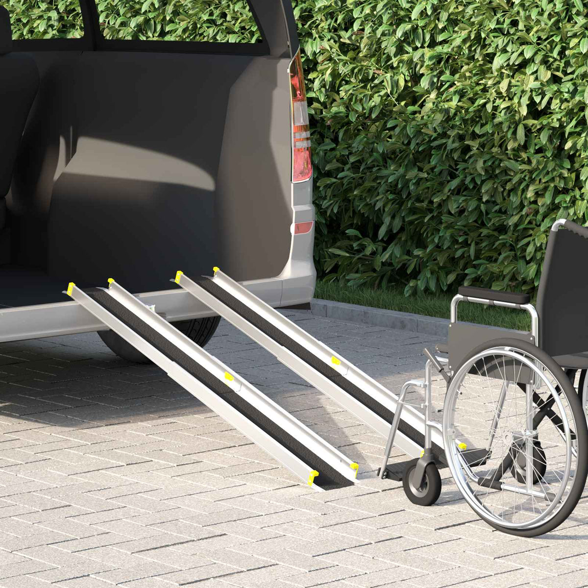 Vidaxl oprit voor rolstoelen 270 kg 2 st zwart 270 kg per zitplaats